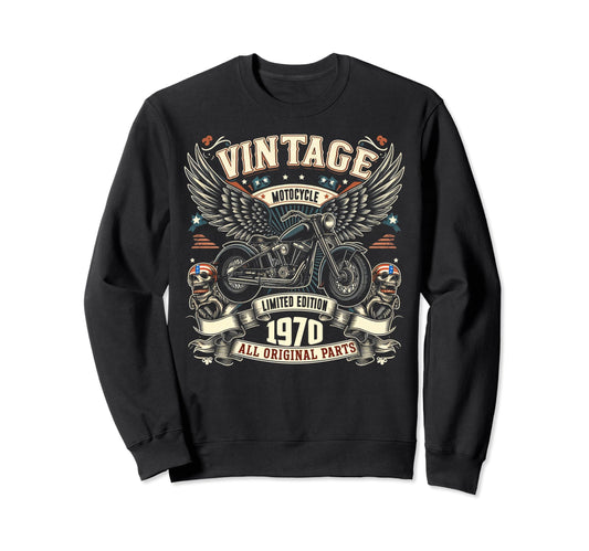 1970 Born 1970 54Th Birthday Motorcycle Sweatshirt - Graphic Print Unisex - T-Shirt, Sweatshirt, Hoodie