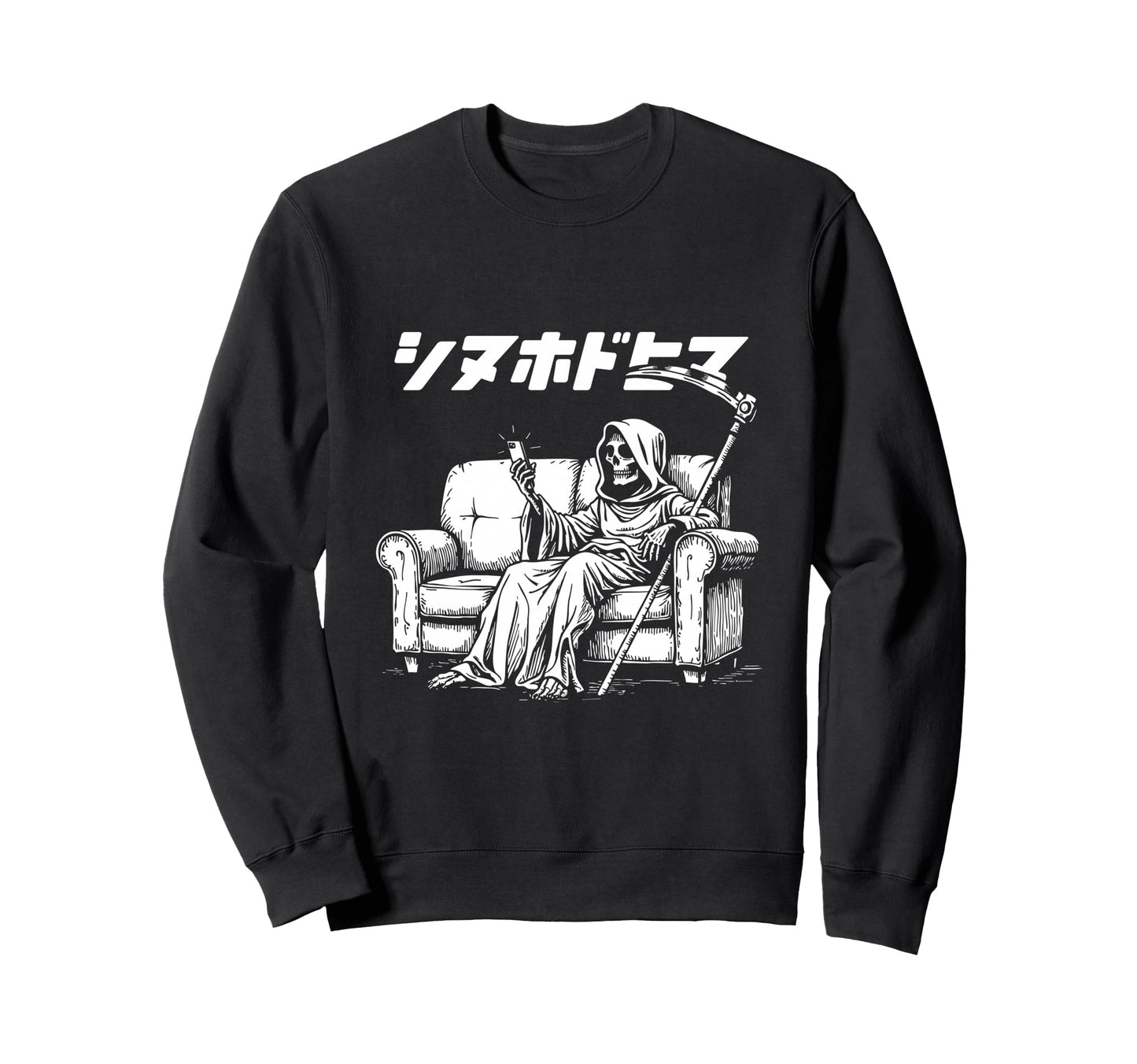 Bored Reaper Japanese Vaporwave Sweatshirt - Casual Everyday Wear Unisex - T-Shirt, Sweatshirt, Hoodie