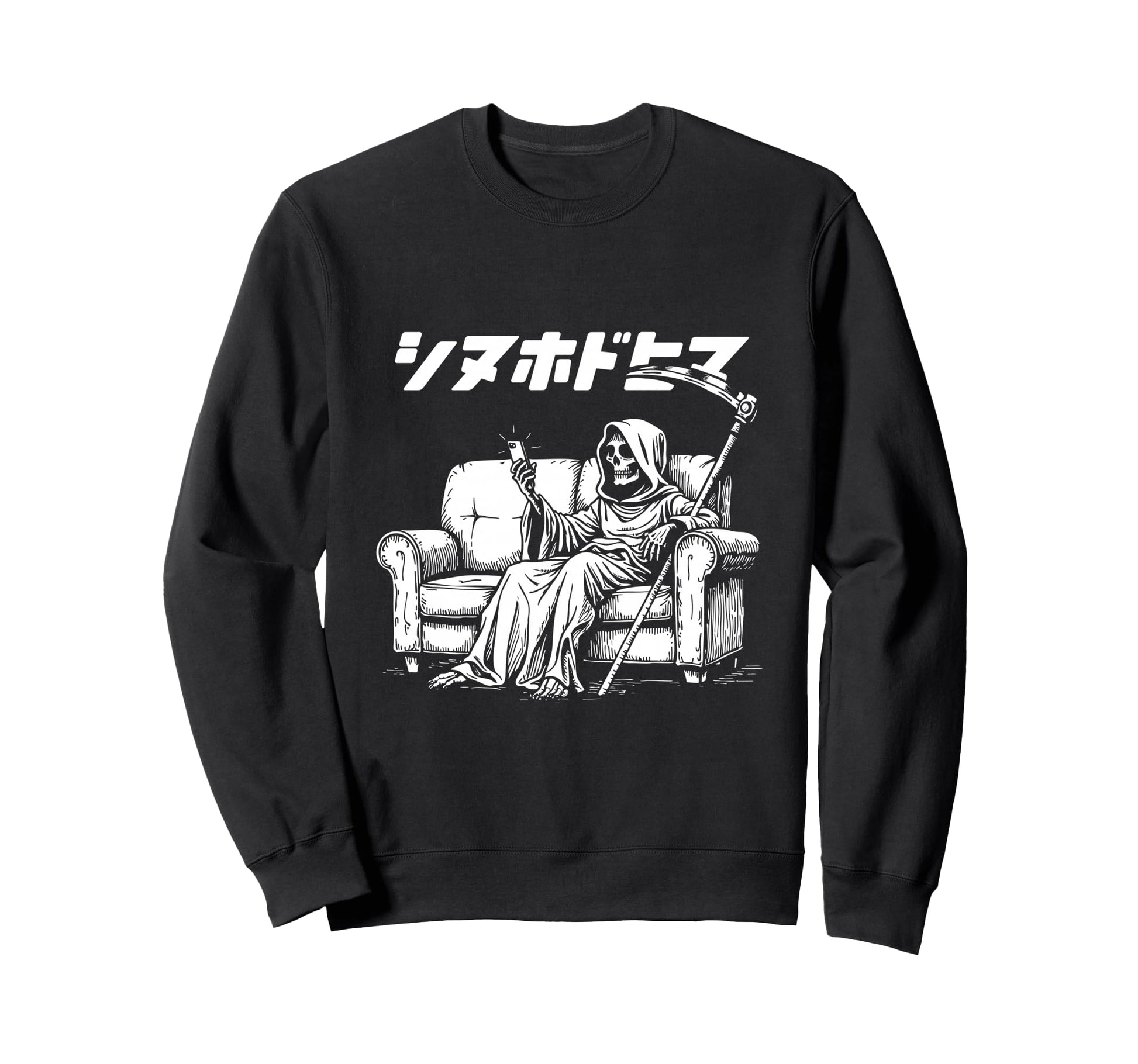 Bored Reaper Japanese Vaporwave Sweatshirt - Casual Everyday Wear Unisex - T-Shirt, Sweatshirt, Hoodie