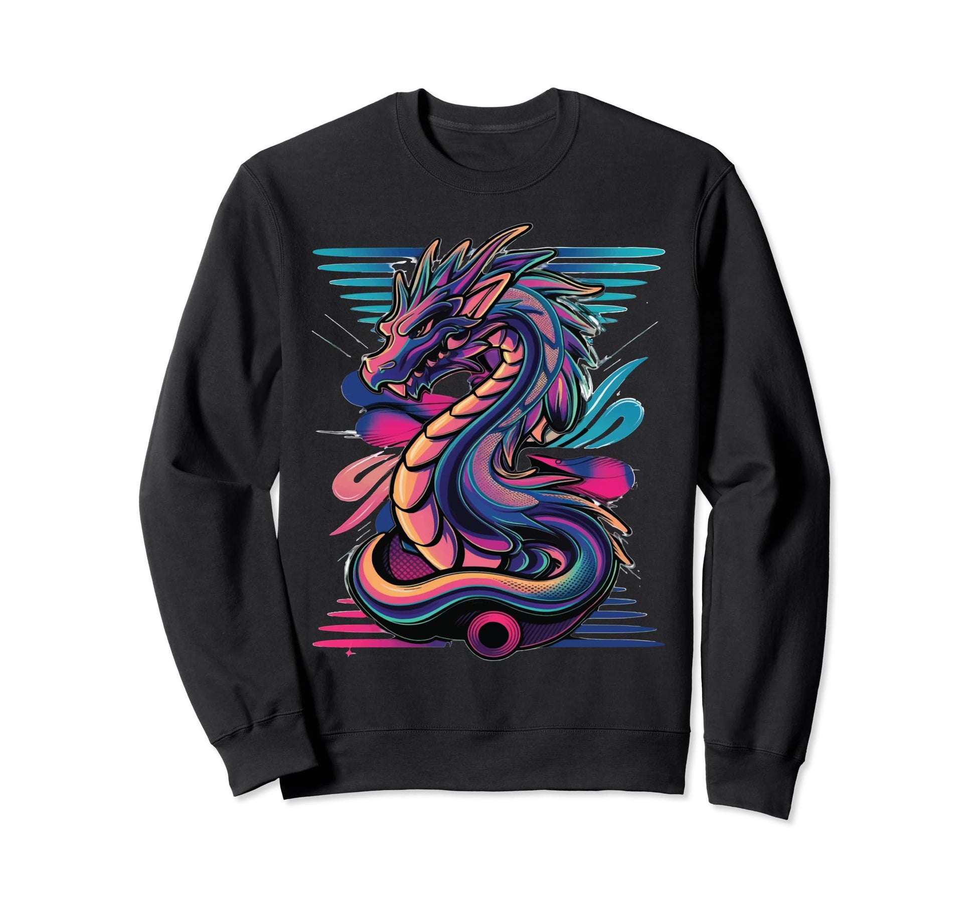 Vaporwave Dragon Aesthetic Synthwave Sweatshirt - Minimalist Print Unisex - T-Shirt, Sweatshirt, Hoodie