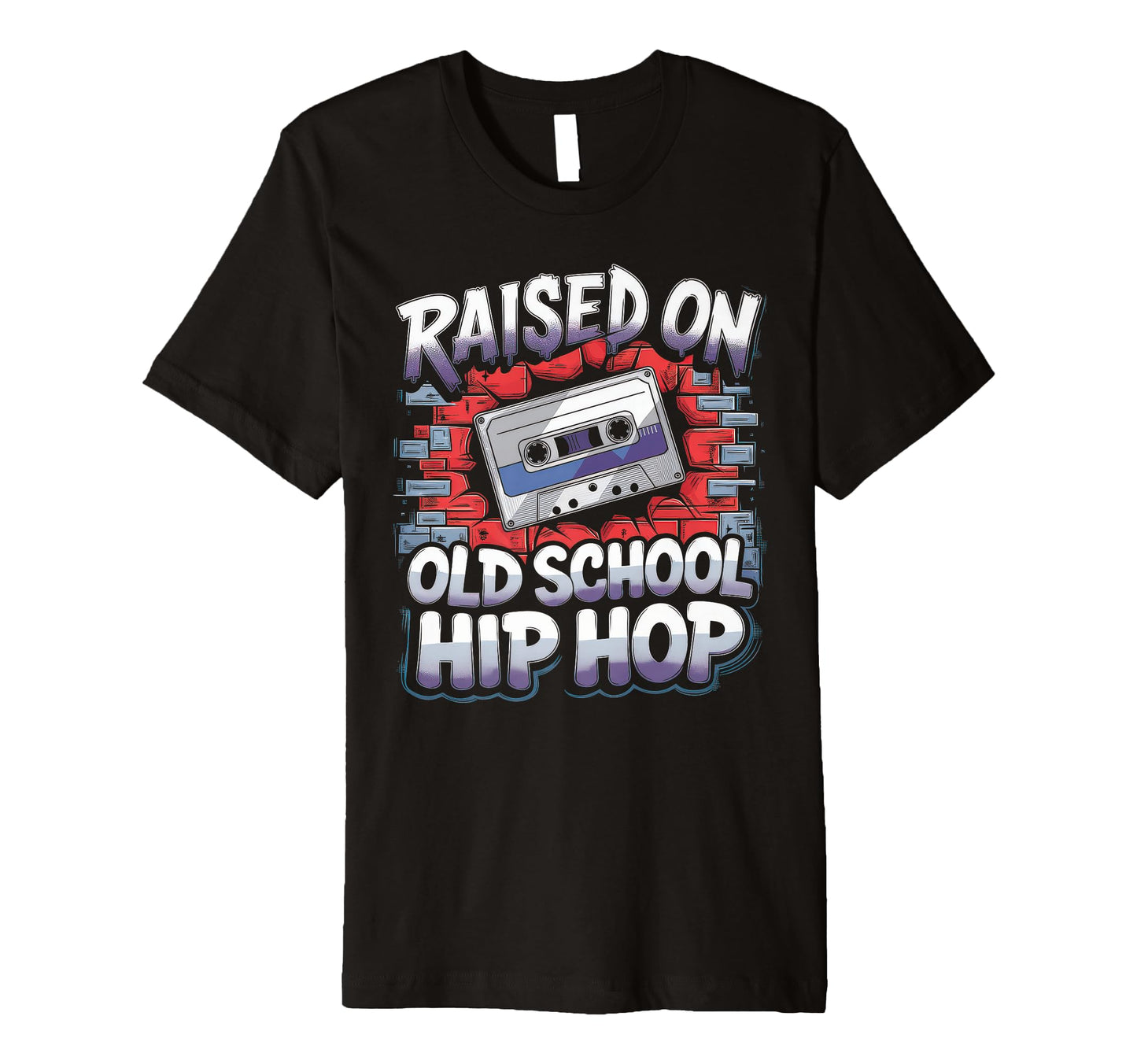 Raised Old School Hip Hop Cassette T-Shirt - Unique Graphic for Adults - T-Shirt, Sweatshirt, Hoodie