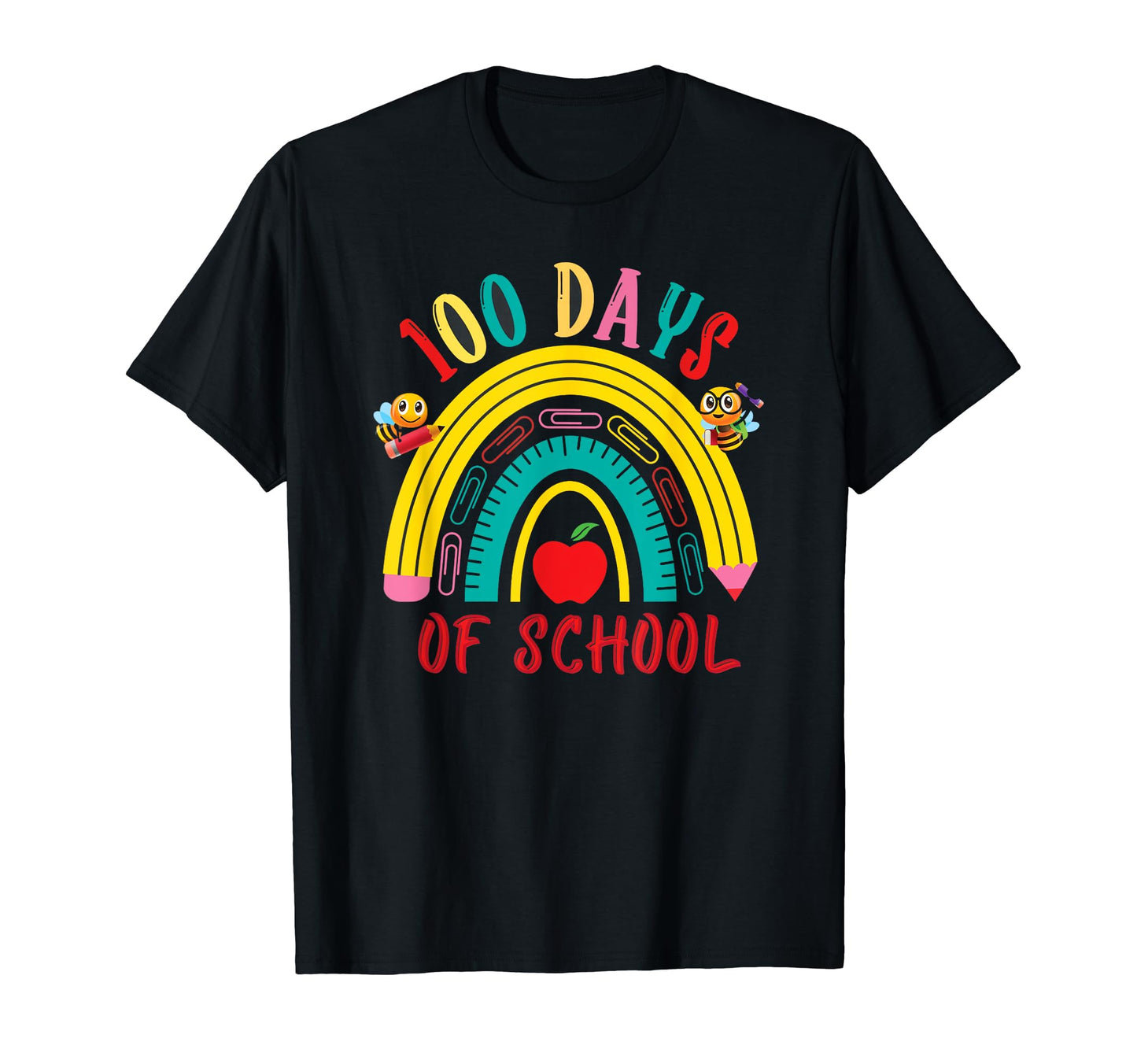 Happy 100 Days School Teacher Rainbow 100Th T-Shirt - Graphic Print Unisex - T-Shirt, Sweatshirt, Hoodie