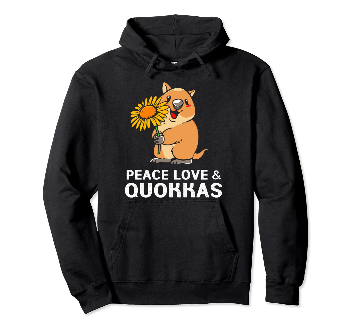 Happy Quokka Sunflower Peace Love Quokka Hoodie - Aesthetic Graphic Unisex - T-Shirt, Sweatshirt, Hoodie