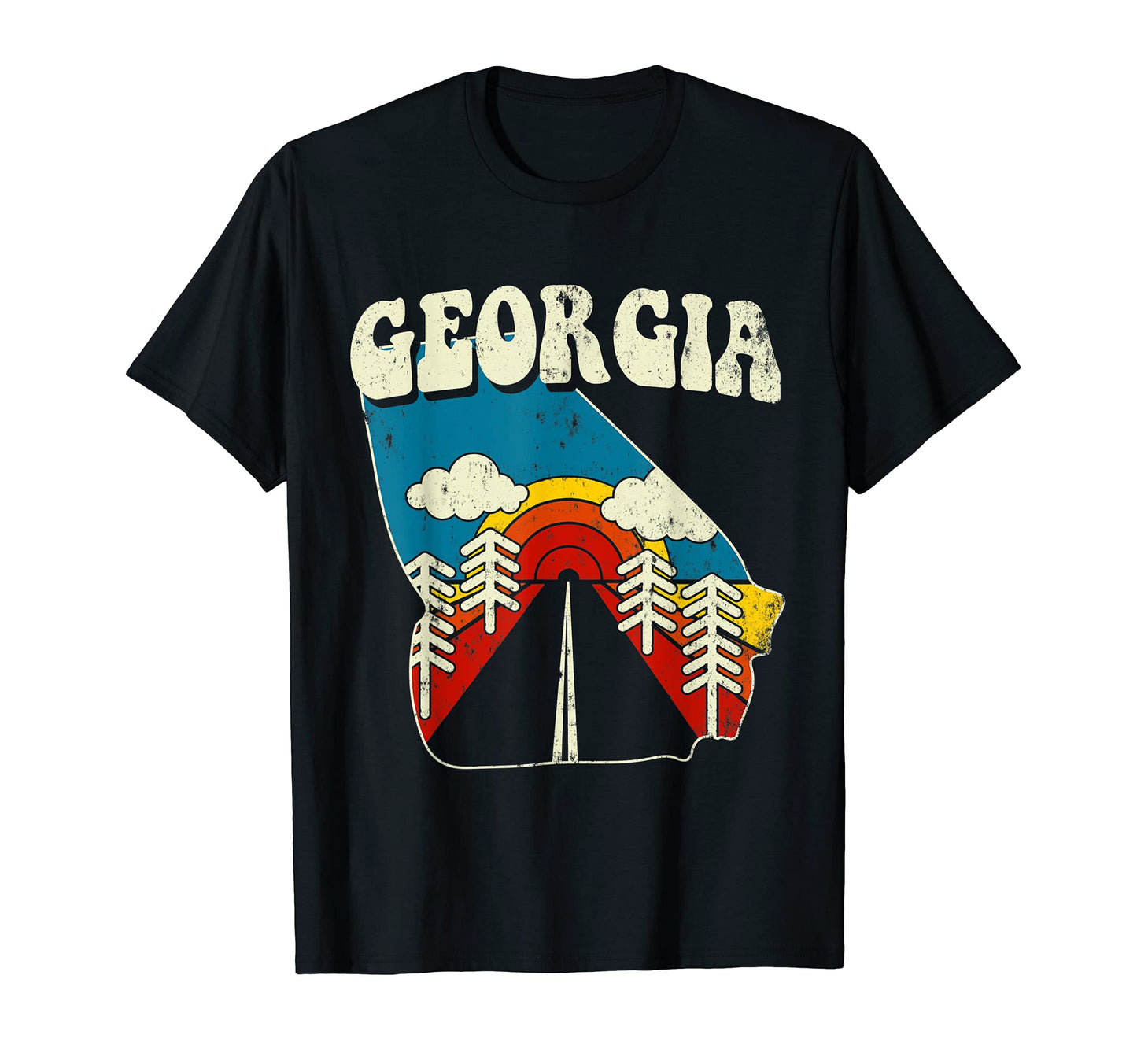Georgia State Rainbow Hippie 70S Map T-Shirt - Minimalist Print for Adults - T-Shirt, Sweatshirt, Hoodie
