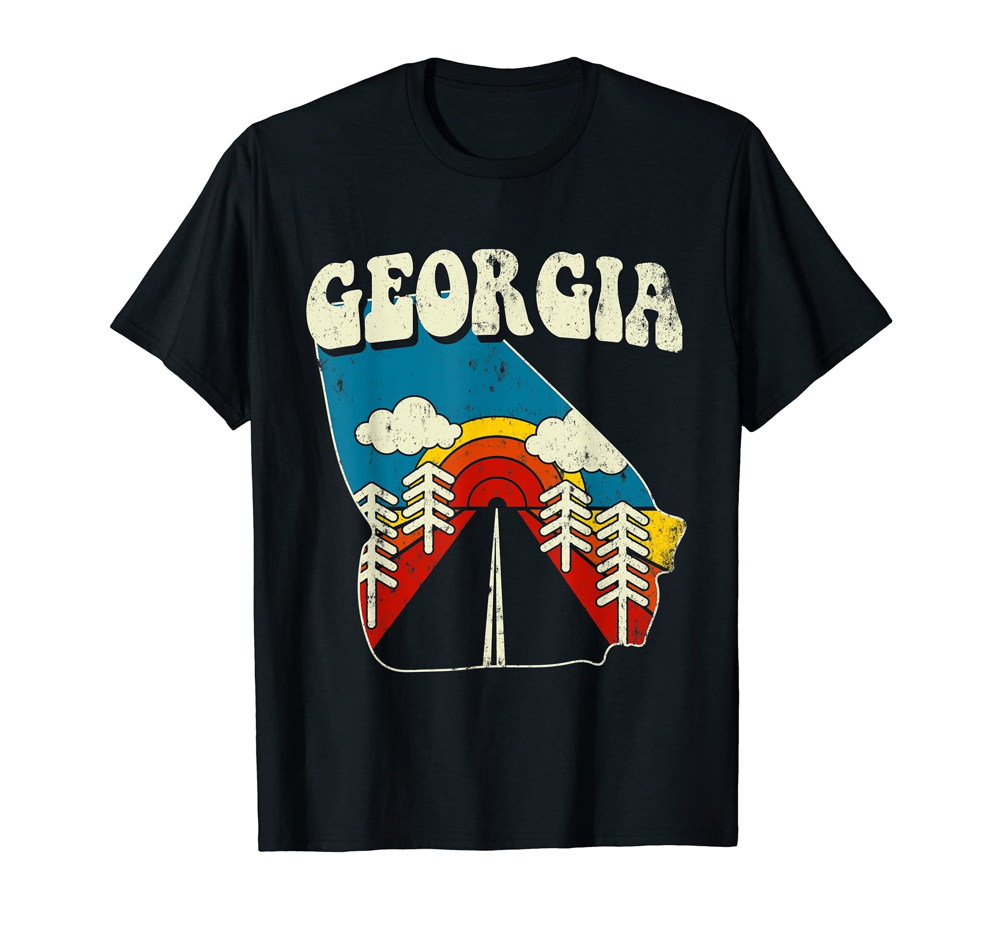 Georgia State Rainbow Hippie 70S Map T-Shirt - Minimalist Print for Adults - T-Shirt, Sweatshirt, Hoodie