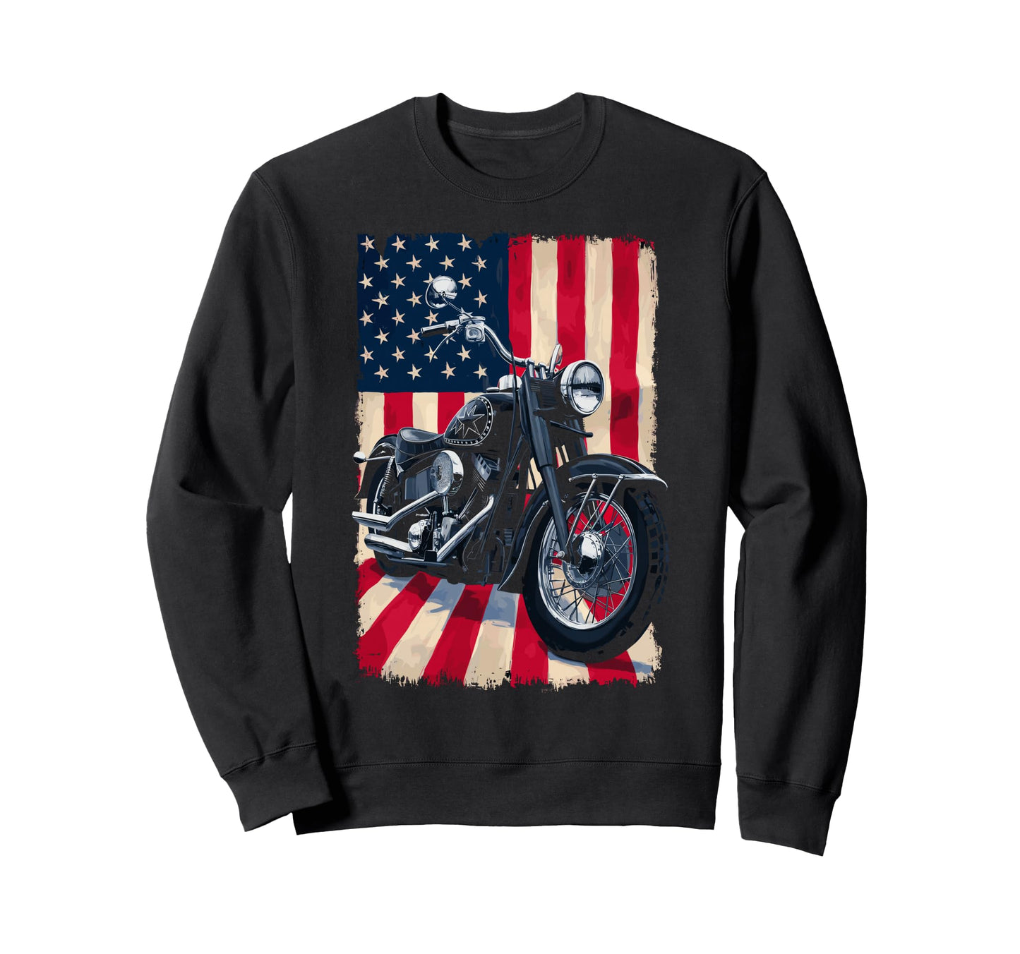 Patriotic Motorcycle Usa Flag Sweatshirt - Casual Everyday Wear for Adults - T-Shirt, Sweatshirt, Hoodie