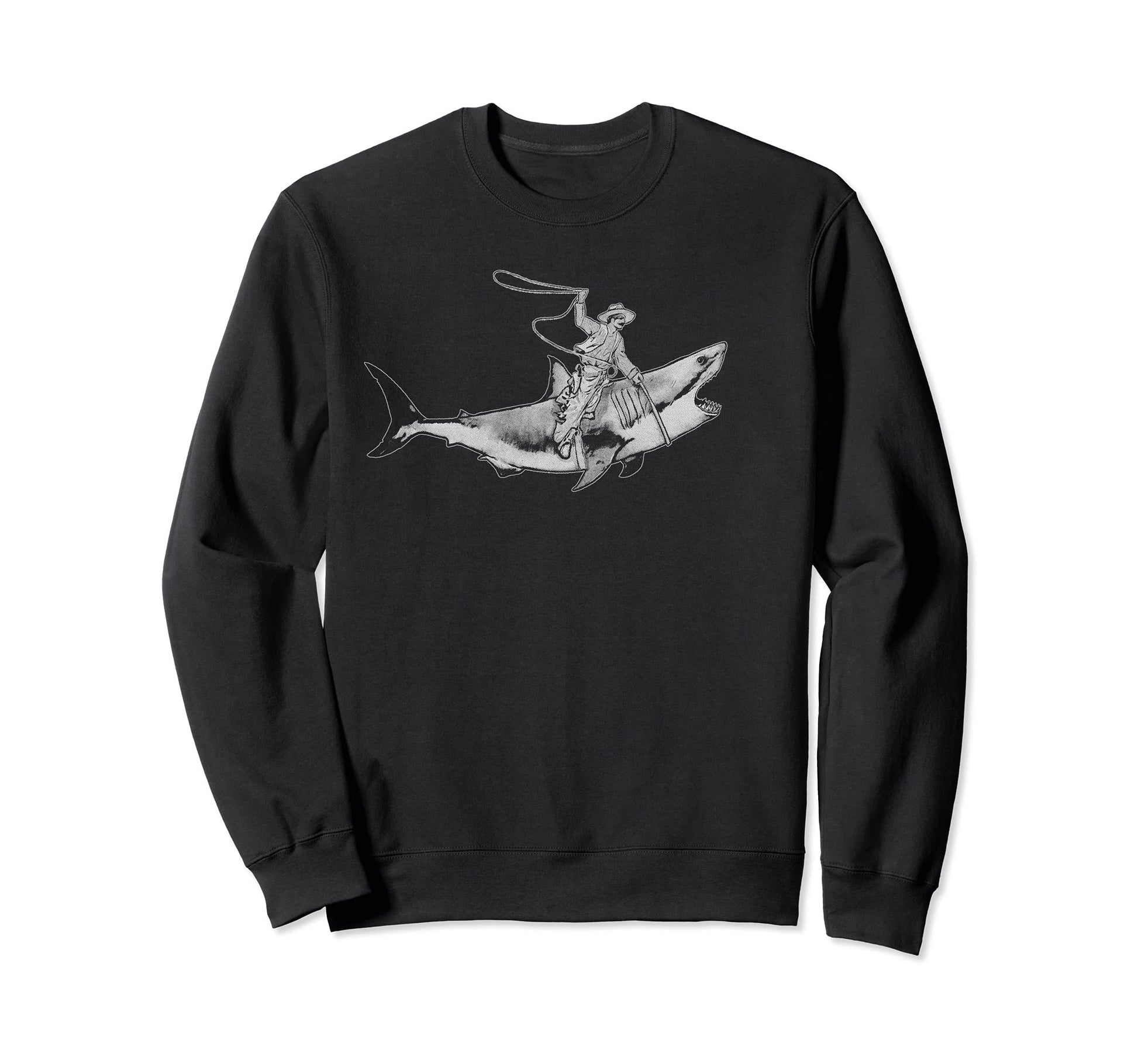 Shark Lover Rodeo Cowboy Riding Sweatshirt - Fun Novelty Design Men Women - T-Shirt, Sweatshirt, Hoodie
