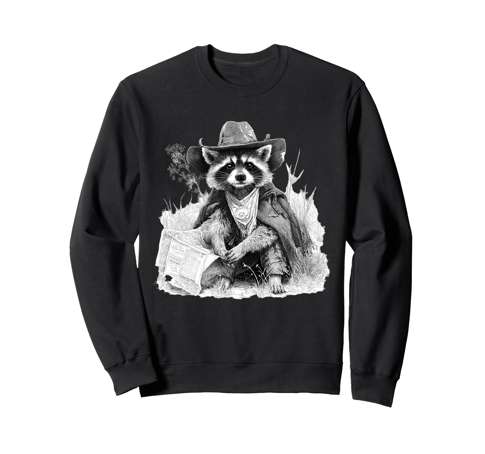 Raccoon Cowboy Rodeo Cowgirl Western Sweatshirt - Novelty Apparel Unisex - T-Shirt, Sweatshirt, Hoodie
