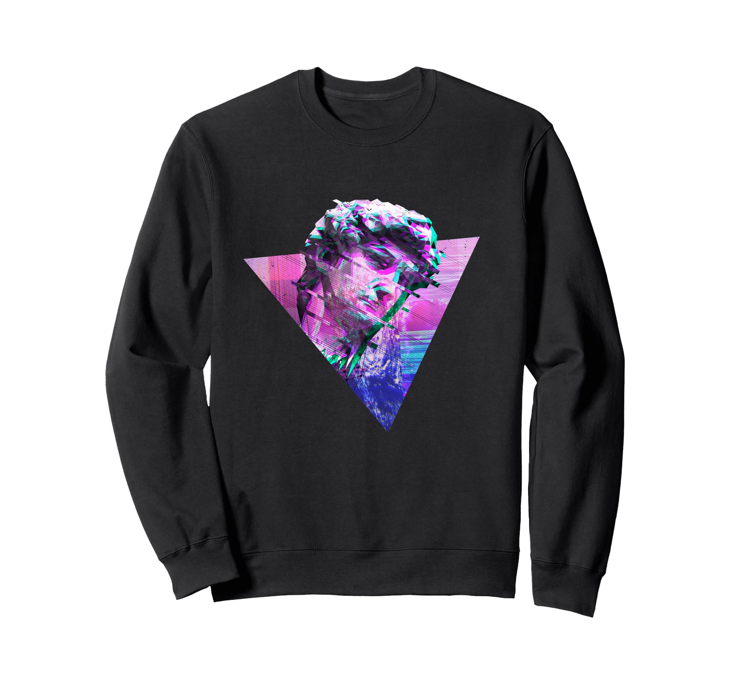 Thinking Statue Glitch Vaporwave Sweatshirt - Unique Graphic Men Women - T-Shirt, Sweatshirt, Hoodie