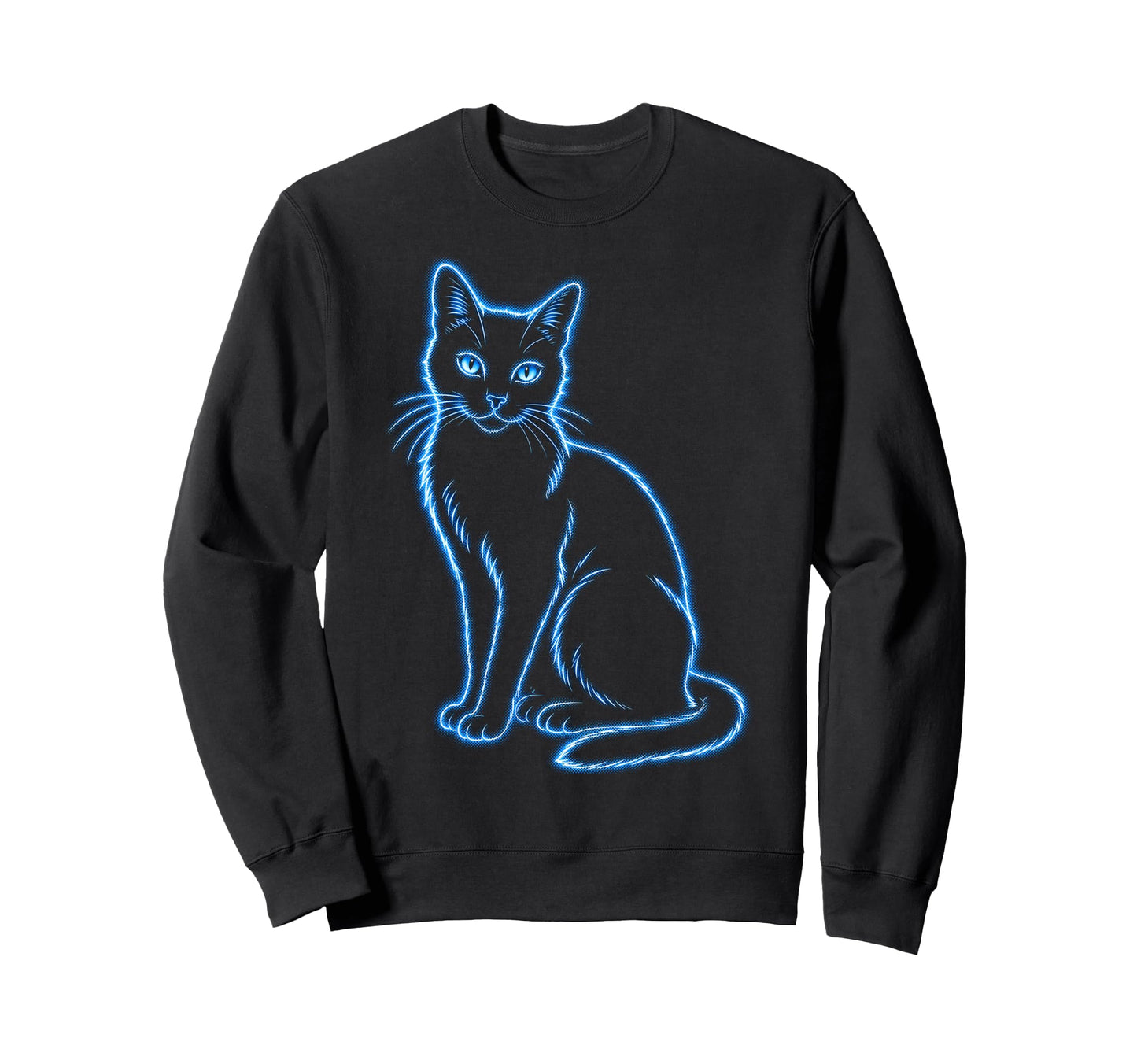Black Cat Blue Aura Ethereal Cat Sweatshirt - Novelty Apparel for Adults - T-Shirt, Sweatshirt, Hoodie
