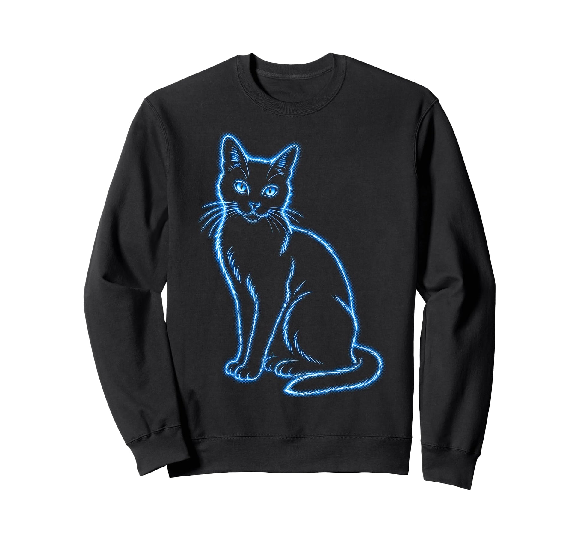 Black Cat Blue Aura Ethereal Cat Sweatshirt - Novelty Apparel for Adults - T-Shirt, Sweatshirt, Hoodie