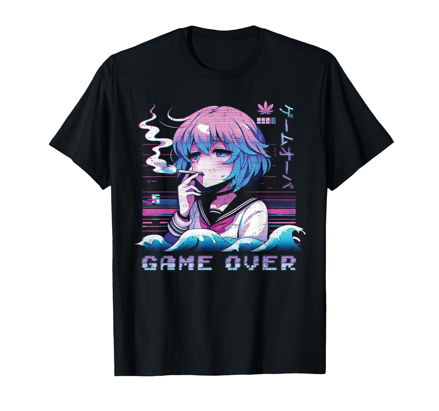 Game Over Anime Vaporwave Aesthetic T-Shirt - Aesthetic Graphic Unisex - T-Shirt, Sweatshirt, Hoodie