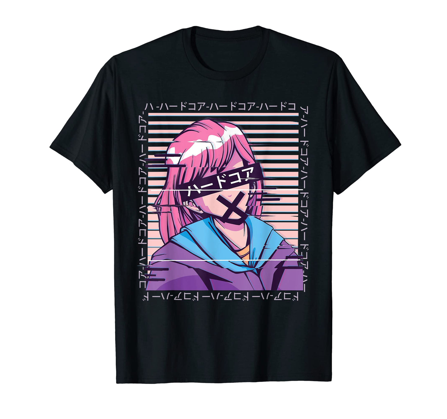 Aesthetic Anime Glitch Vaporwave T-Shirt - Fun Novelty Design Men Women - T-Shirt, Sweatshirt, Hoodie