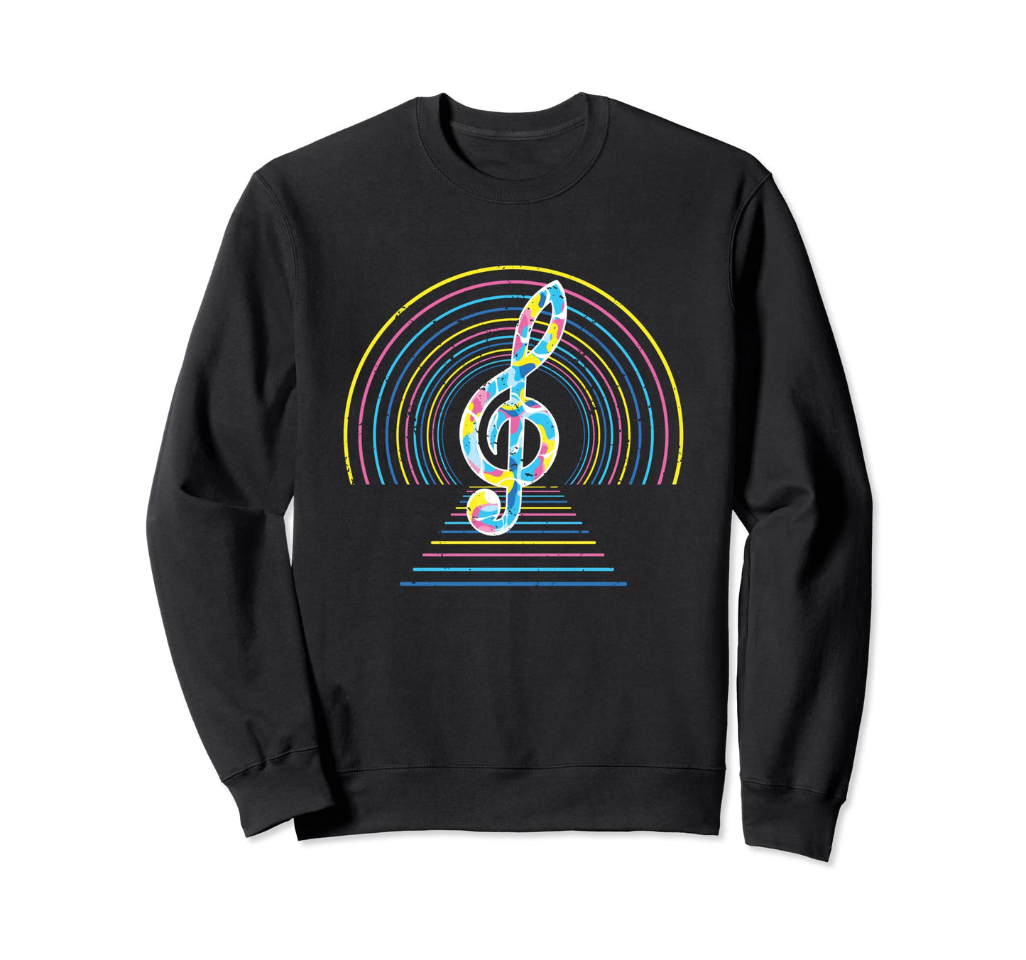 Synthwave Treble Clef 90S Art Sweatshirt - Graphic Print for Adults - T-Shirt, Sweatshirt, Hoodie