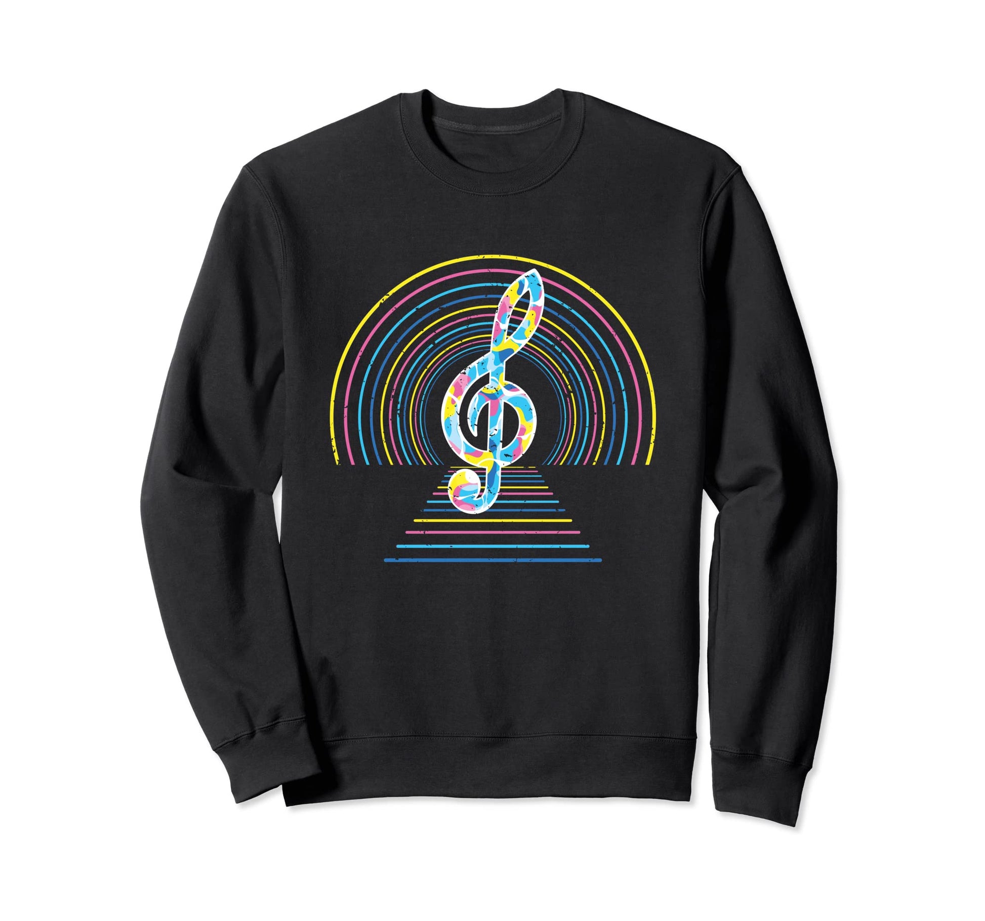 Synthwave Treble Clef 90S Art Sweatshirt - Graphic Print for Adults - T-Shirt, Sweatshirt, Hoodie