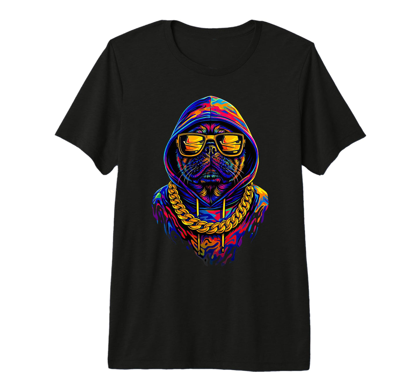 Hip Hop Dog Pug Old School 80S 90S T-Shirt - Custom Art Print Men Women - T-Shirt, Sweatshirt, Hoodie