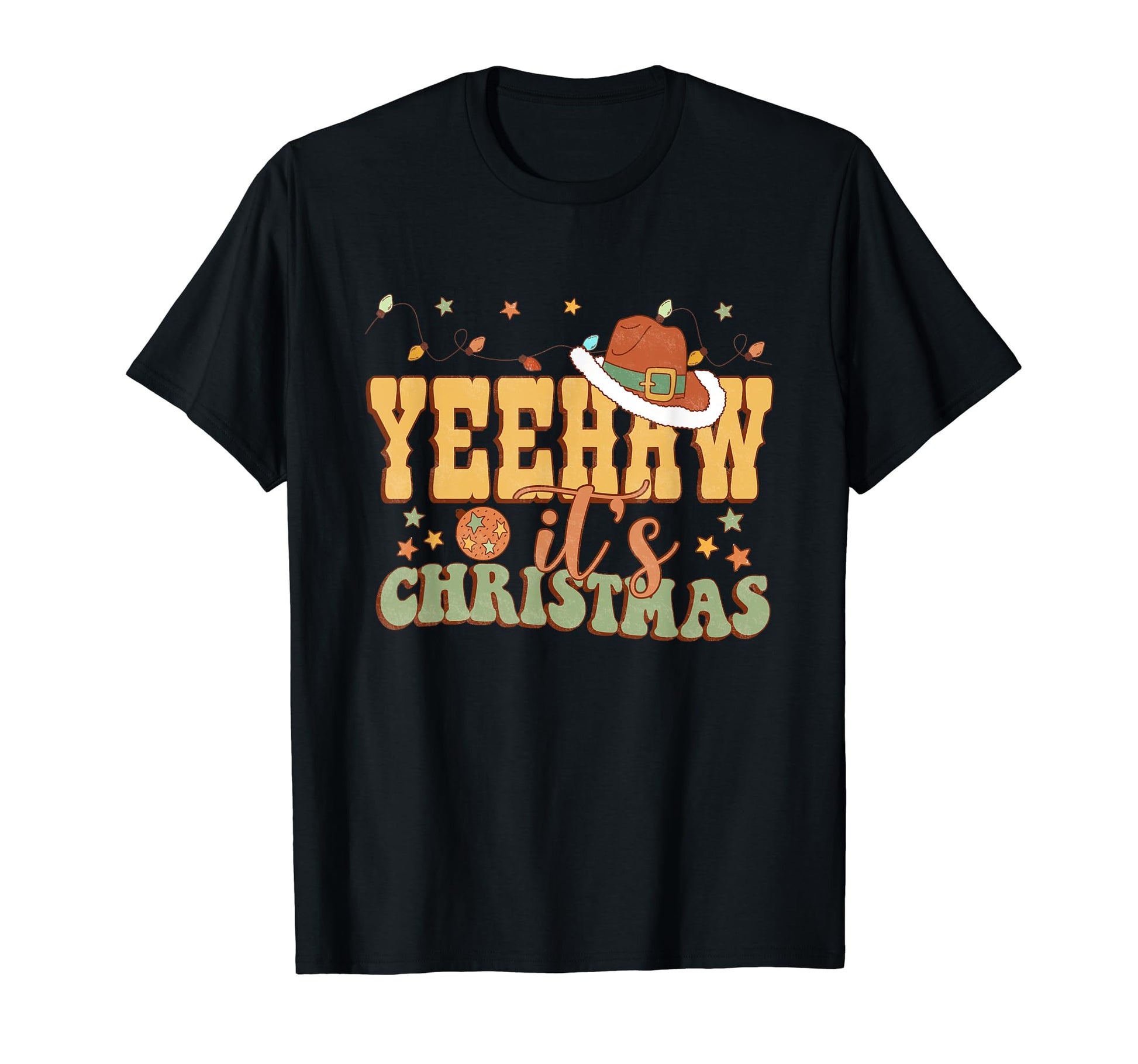 Western Merry Yeehaw Santa Hat Cowgirl T-Shirt - Graphic Print Men Women - T-Shirt, Sweatshirt, Hoodie