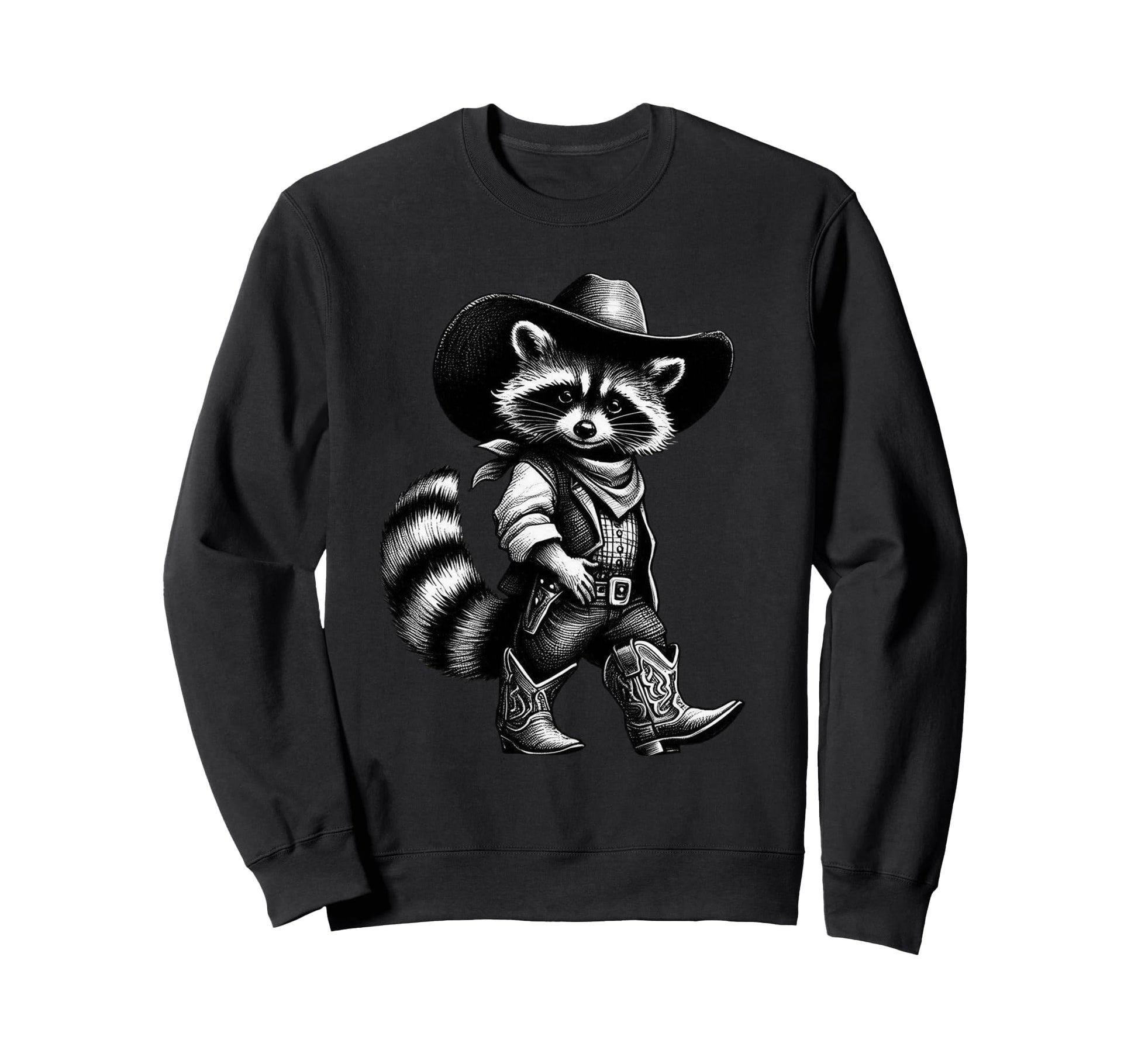 Raccoon Cowboy Western Rodeo Funny Sweatshirt - Custom Art Print Unisex - T-Shirt, Sweatshirt, Hoodie