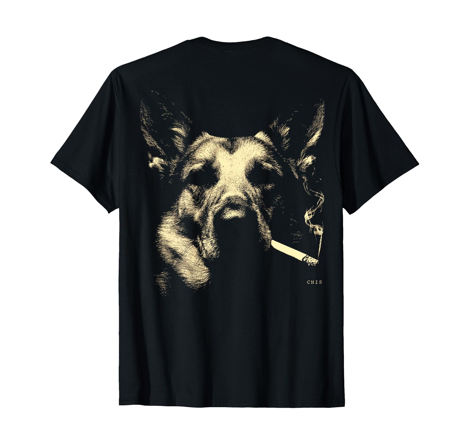 German Shepherd Smoking Cigarette Grunge T-Shirt - Novelty Apparel Unisex - T-Shirt, Sweatshirt, Hoodie