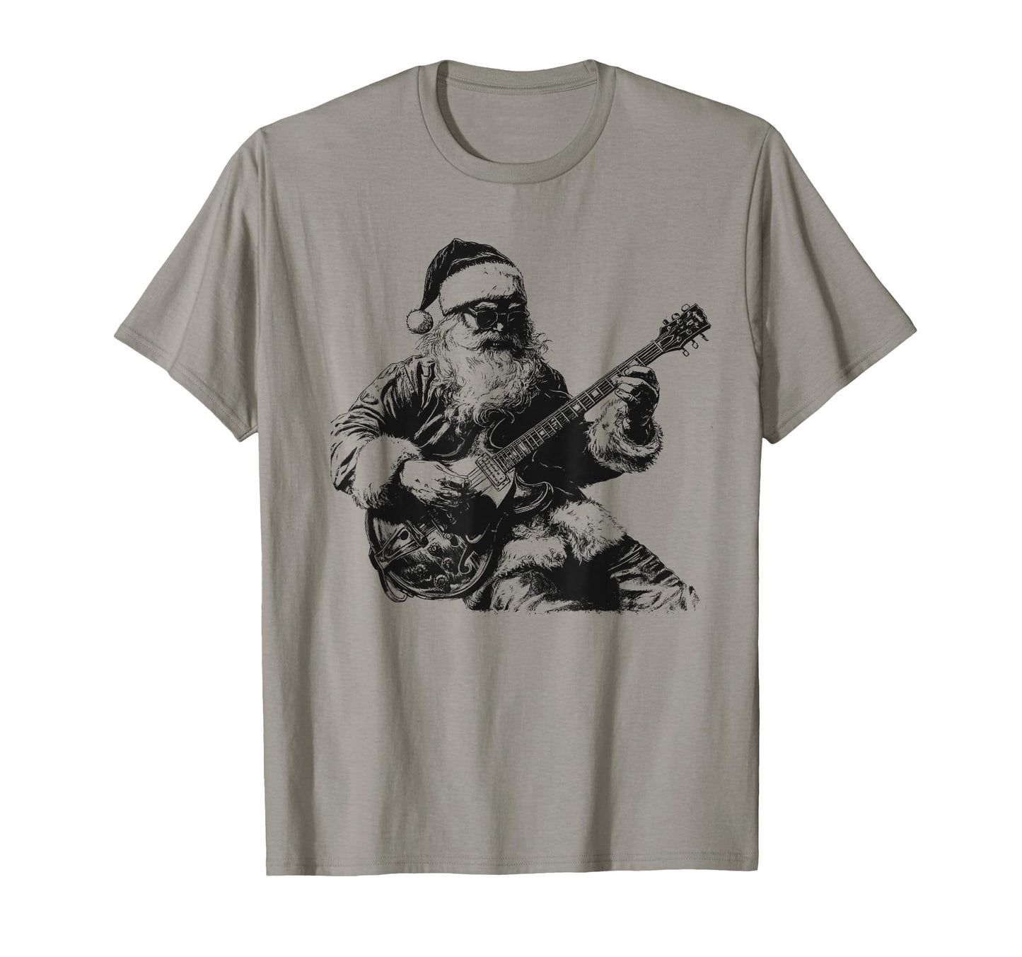 Rock Santa Rock And Roll Guitar T-Shirt - Fun Novelty Design for Adults - T-Shirt, Sweatshirt, Hoodie