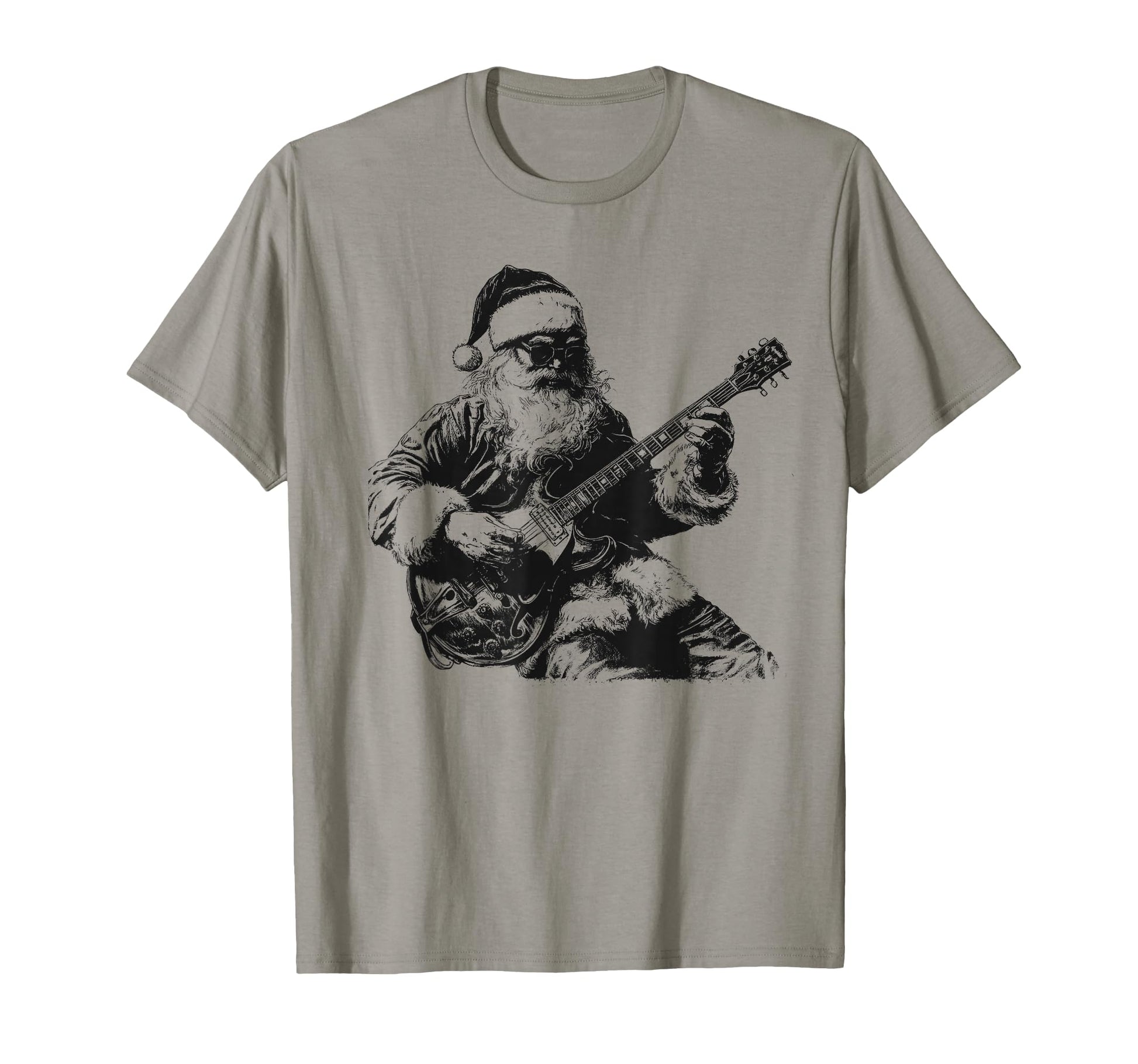 Rock Santa Rock And Roll Guitar T-Shirt - Fun Novelty Design for Adults - T-Shirt, Sweatshirt, Hoodie