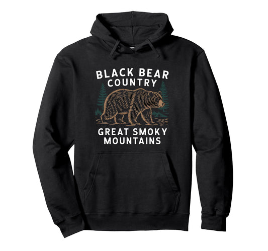 Black Bear Country Great Smoky Hoodie - Custom Art Print Men Women - T-Shirt, Sweatshirt, Hoodie