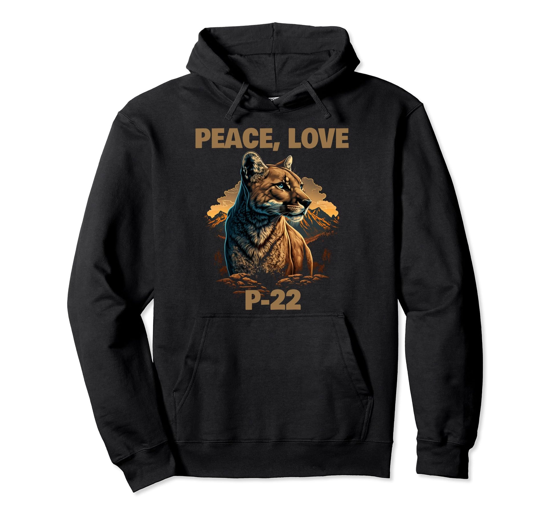 P 22 Mountain Lion Silver Lake Peace Hoodie - Minimalist Print for Adults - T-Shirt, Sweatshirt, Hoodie