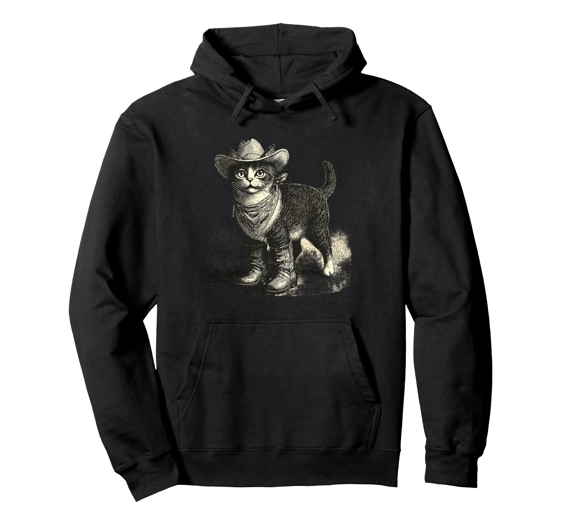 Western Country Cowgirl Funny Cowboy Cat Hoodie - Streetwear Style Unisex - T-Shirt, Sweatshirt, Hoodie