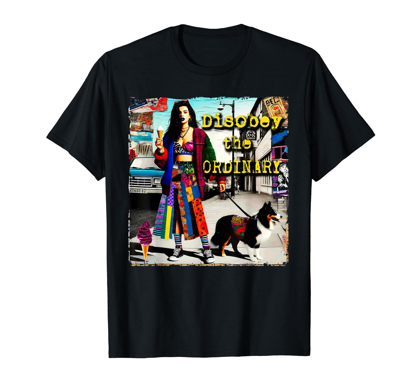 90S Dog Pop Punk Grunge Colorful T-Shirt - Custom Art Print for Adults - T-Shirt, Sweatshirt, Hoodie