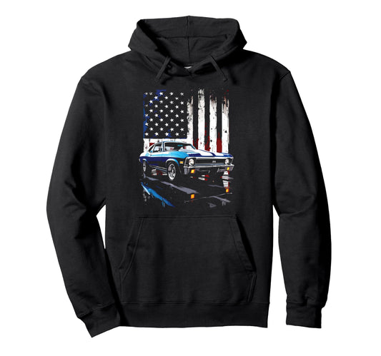 1969 Nova Ss Patriotic Usa Flag Hoodie - Casual Everyday Wear Men Women - T-Shirt, Sweatshirt, Hoodie