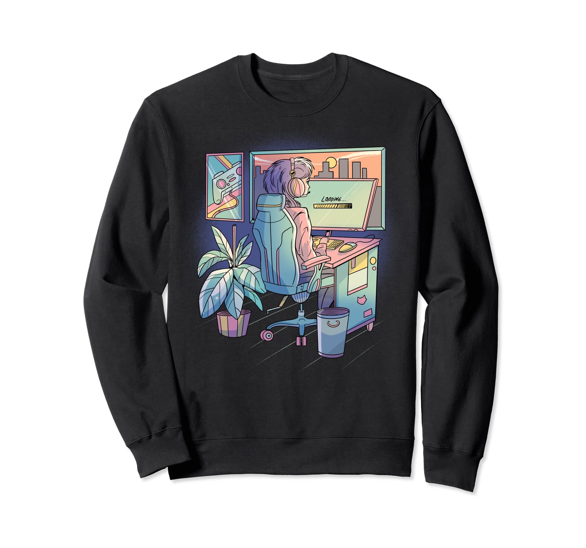 Anime Gamer Gaming Vaporwave Sweatshirt - Casual Everyday Wear Men Women - T-Shirt, Sweatshirt, Hoodie