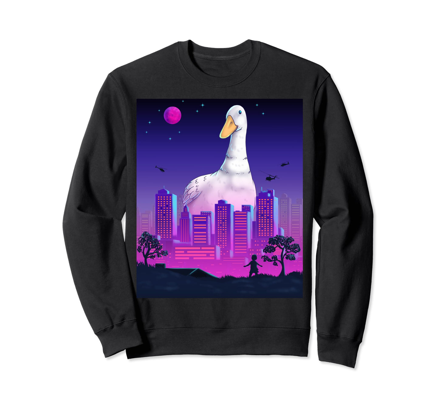 Giant Duck Vaporwave Synthwave Sweatshirt - Trendy Graphic Unisex - T-Shirt, Sweatshirt, Hoodie