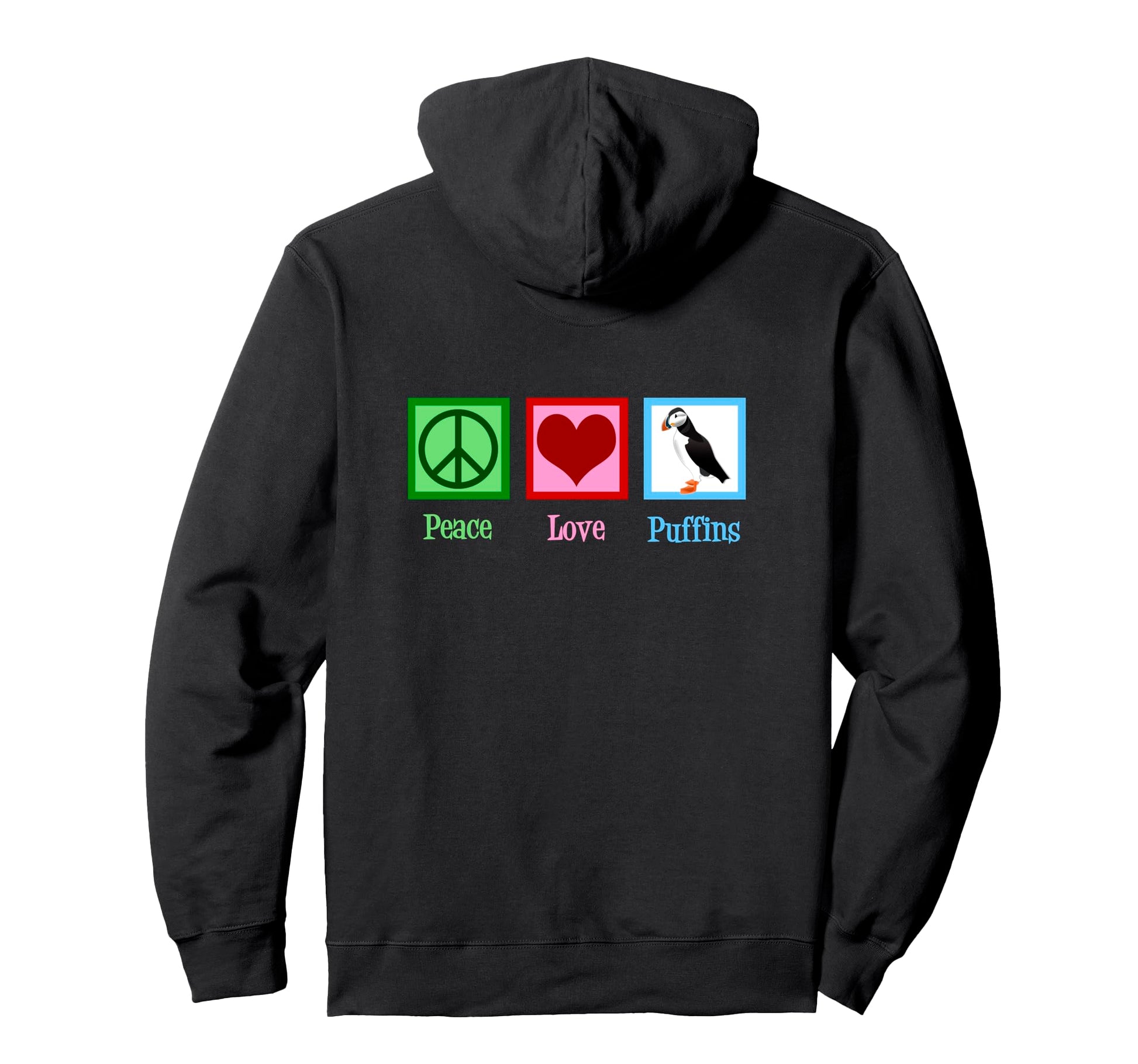 Puffin Peace Love Puffins Hoodie - Casual Everyday Wear Unisex - T-Shirt, Sweatshirt, Hoodie