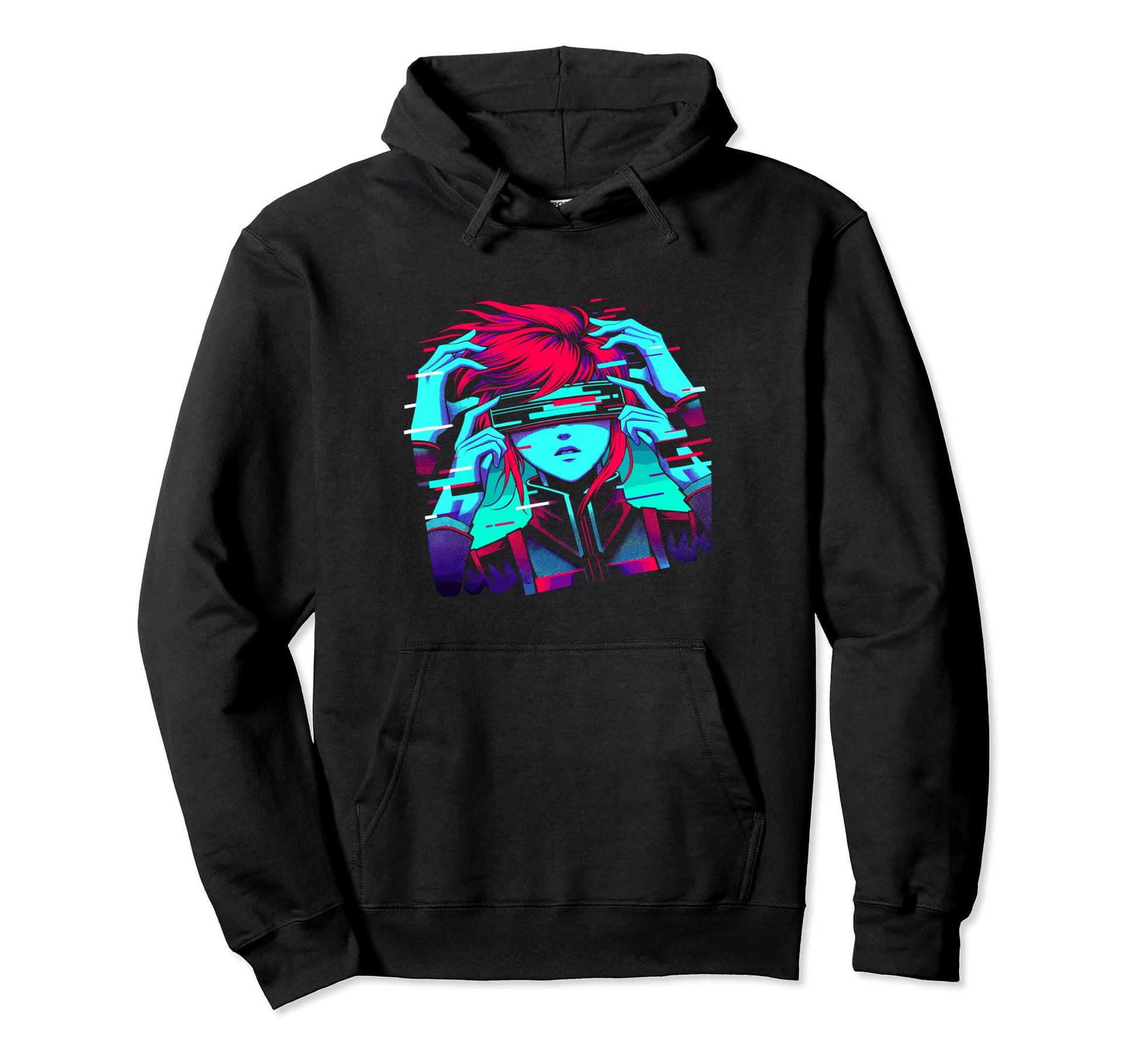 Anime Glitch Japanese Anime Aesthetic Hoodie - Trendy Graphic Unisex - T-Shirt, Sweatshirt, Hoodie