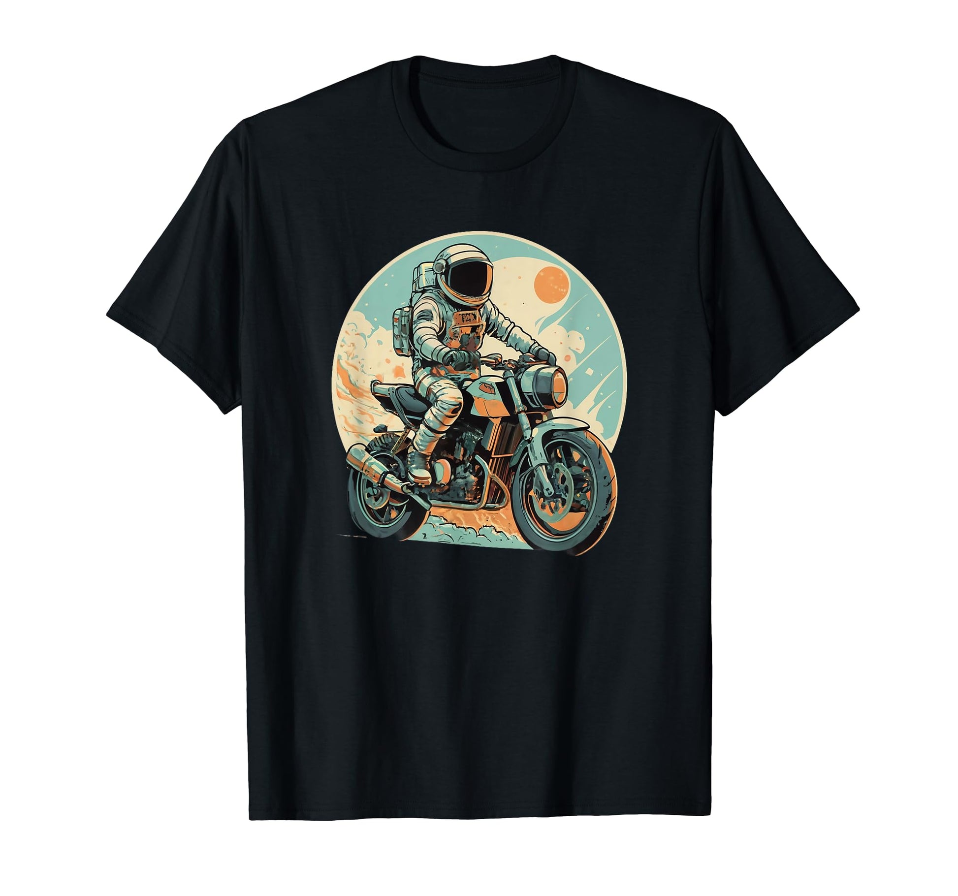 Astronaut Riding Motorcycle Space T-Shirt - Aesthetic Graphic for Adults - T-Shirt, Sweatshirt, Hoodie