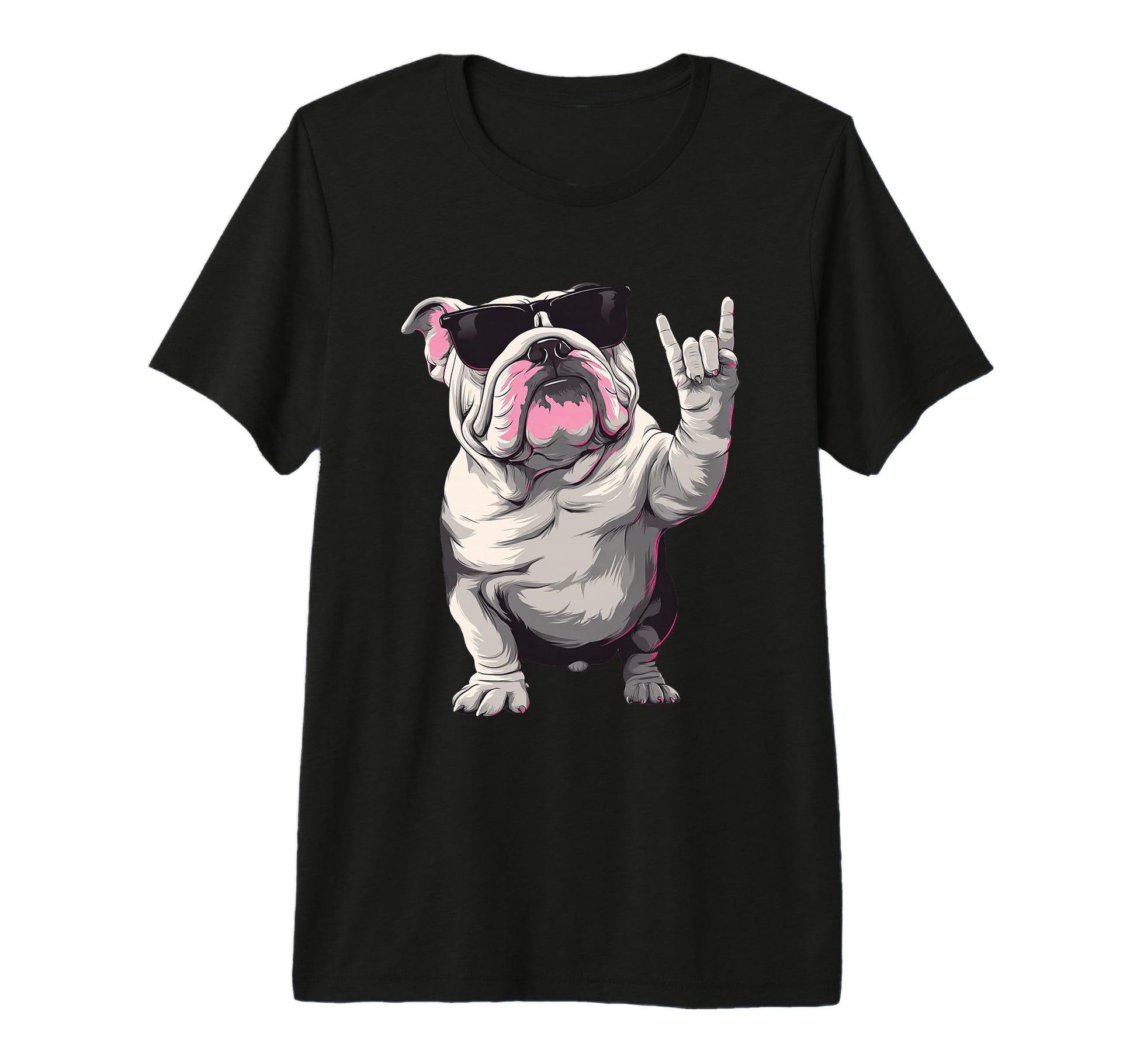 Bulldog English Sunglasses Rock T-Shirt - Fun Novelty Design for Adults - T-Shirt, Sweatshirt, Hoodie