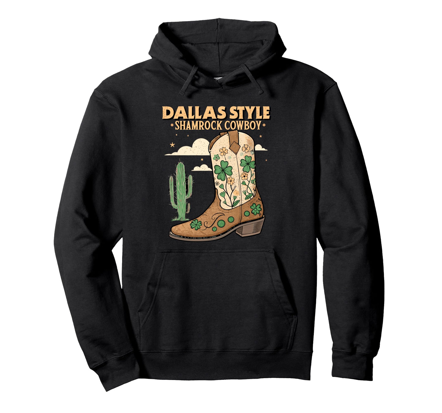 Dallas Goes Green Shamrock Cowboy St Hoodie - Trendy Graphic Men Women - T-Shirt, Sweatshirt, Hoodie