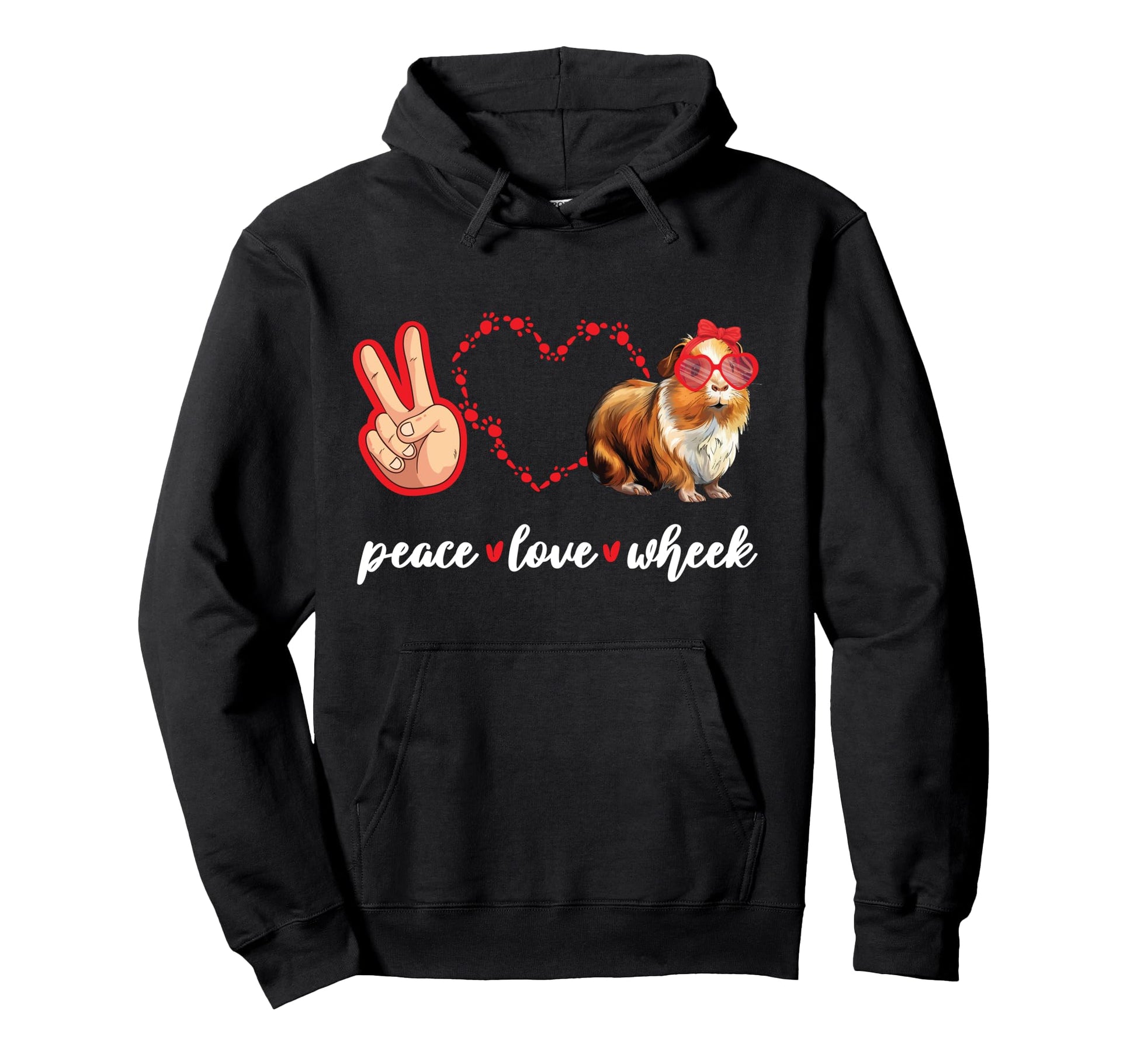 Guinea Pig Peace Love Wheek Hoodie - Novelty Apparel Men Women - T-Shirt, Sweatshirt, Hoodie