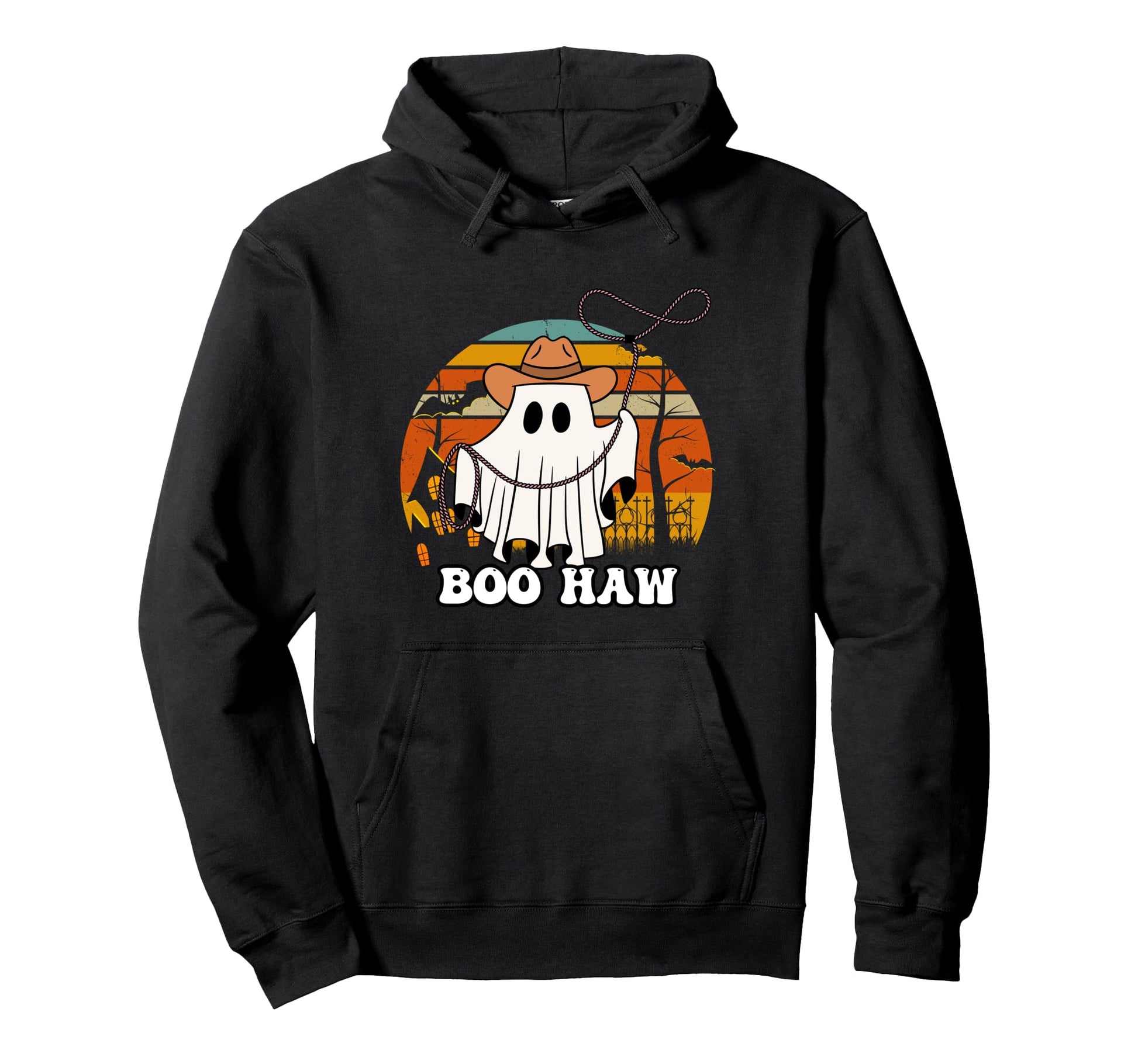 Halloween Cowboy Ghost Ghost Hoodie - Minimalist Print for Adults - T-Shirt, Sweatshirt, Hoodie