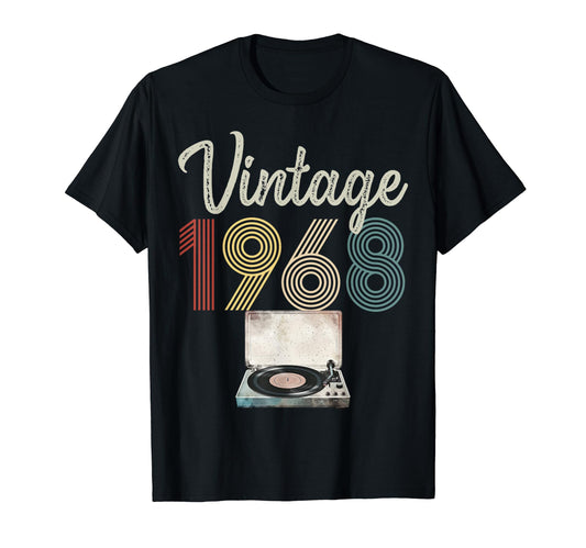1968 Born 1968 Vinyl Record T-Shirt - Casual Everyday Wear Men Women - T-Shirt, Sweatshirt, Hoodie