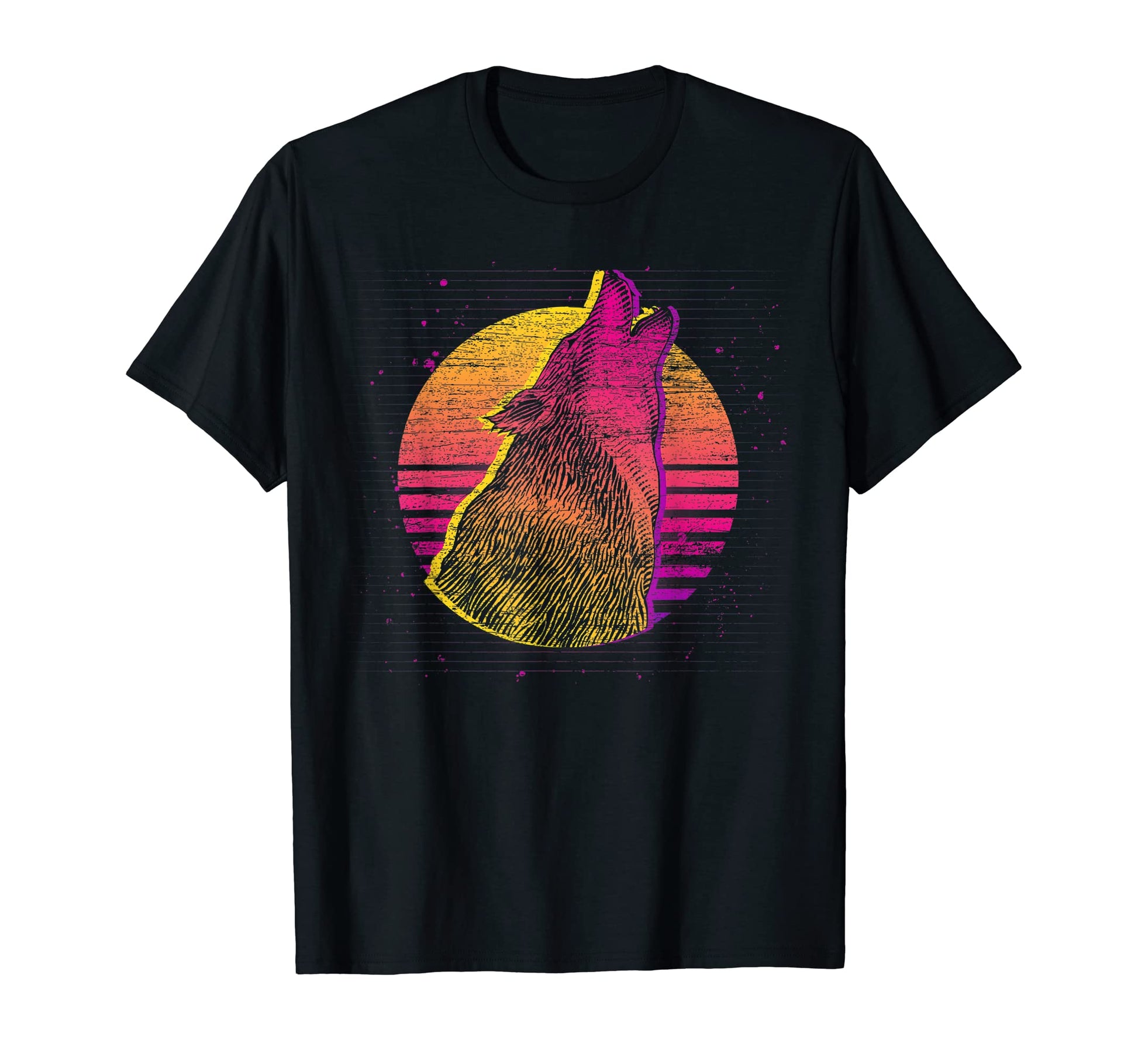 Synthwave 80S Predator Howling T-Shirt - Casual Everyday Wear for Adults - T-Shirt, Sweatshirt, Hoodie