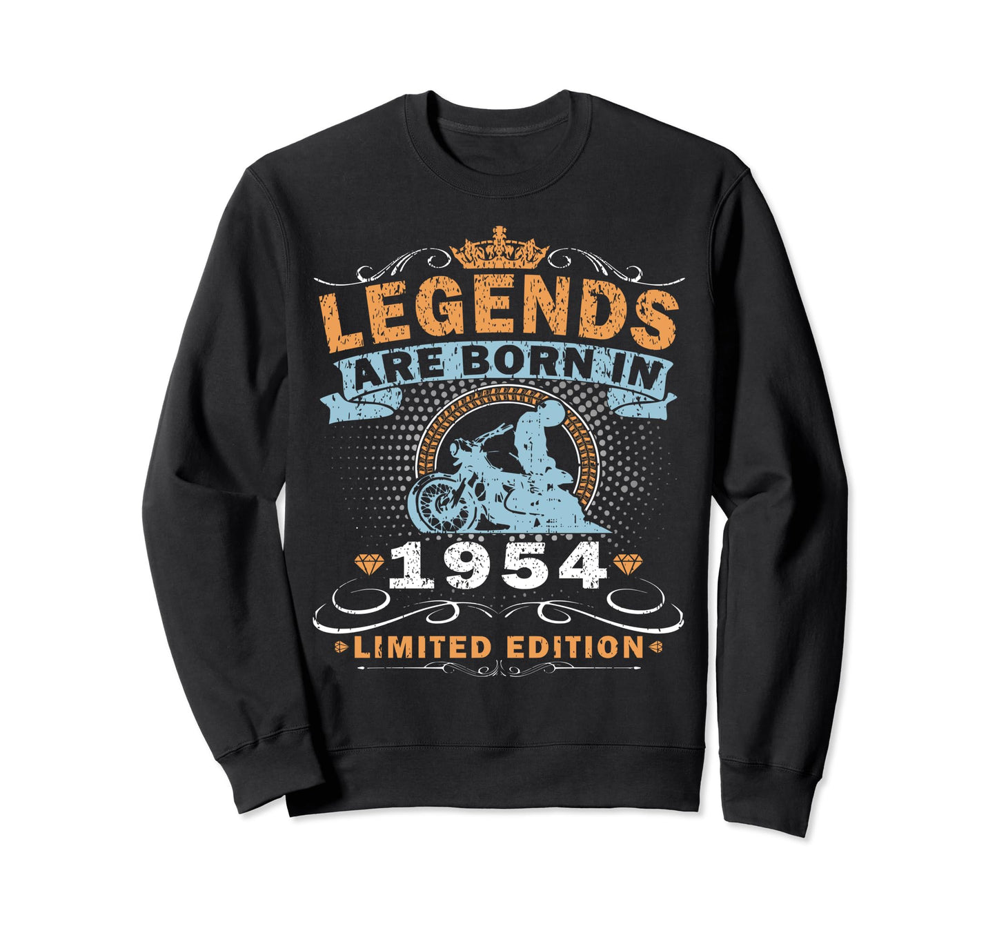 1954 Biker Motorcycle 70 Years Sweatshirt - Graphic Print Unisex - T-Shirt, Sweatshirt, Hoodie