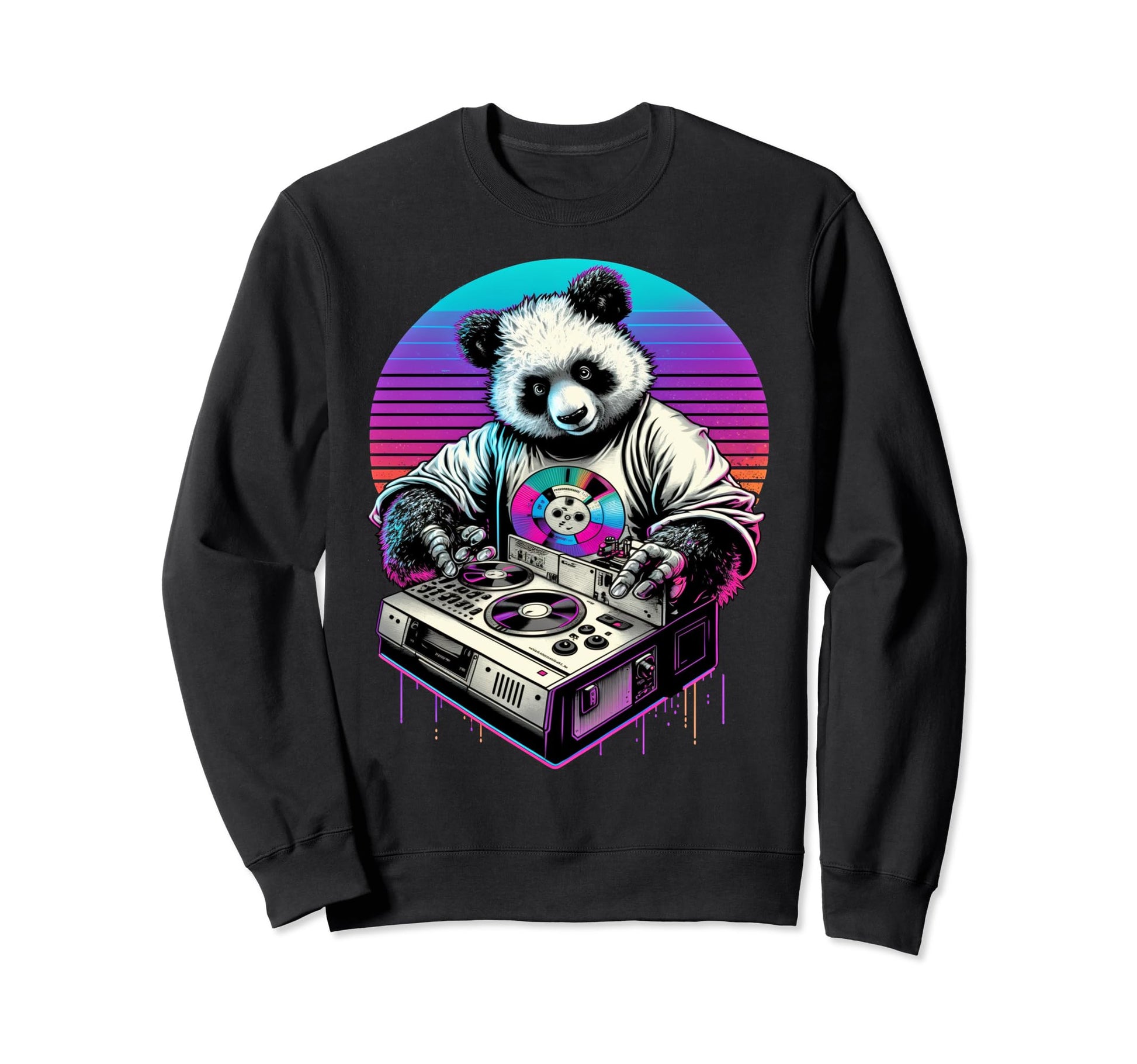 Vaporwave Aesthetic Synthie Wave Panda Sweatshirt - Novelty Apparel Unisex - T-Shirt, Sweatshirt, Hoodie