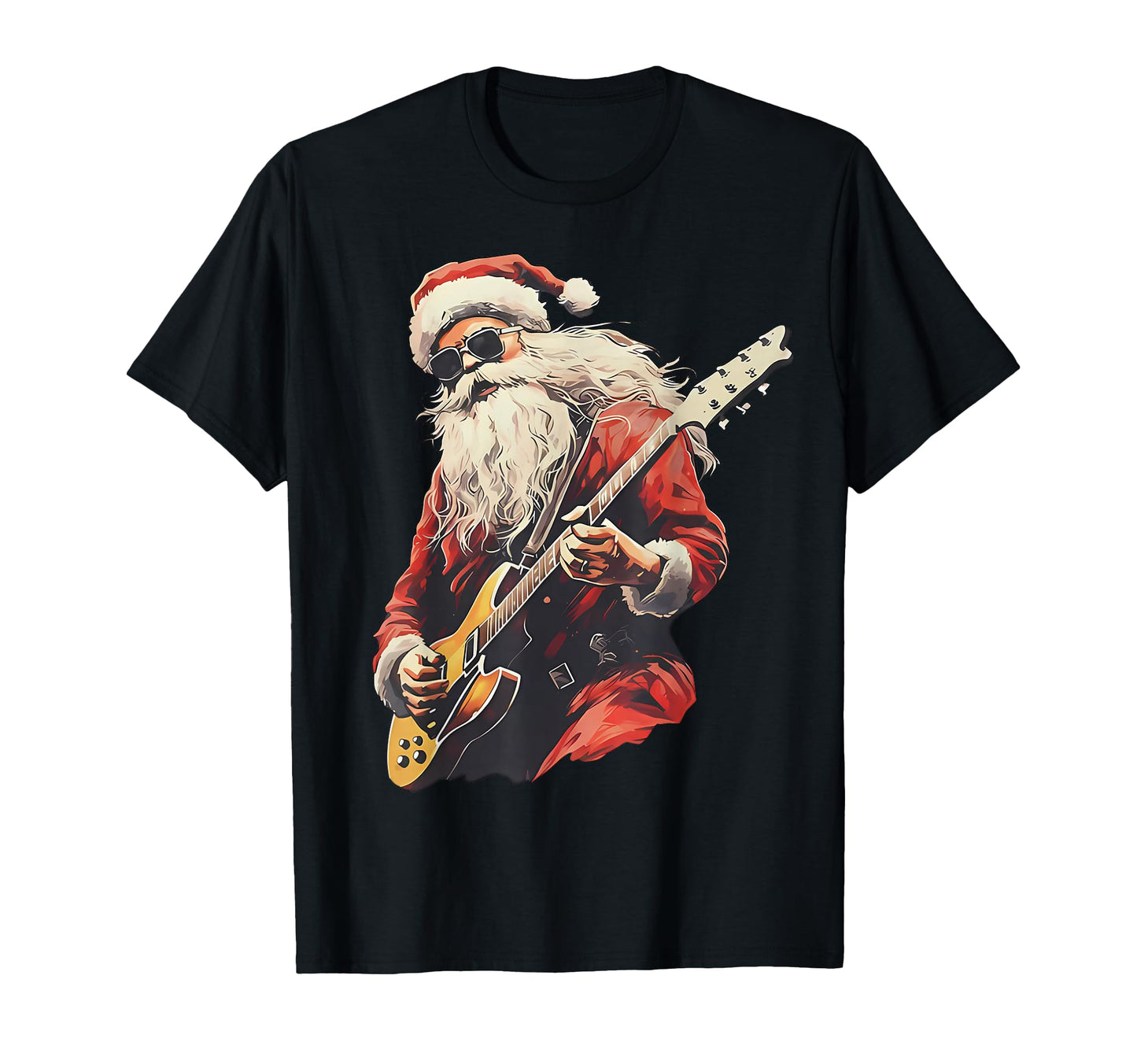 Santa Playing Rock Guitar Holiday T-Shirt - Fun Novelty Design for Adults - T-Shirt, Sweatshirt, Hoodie