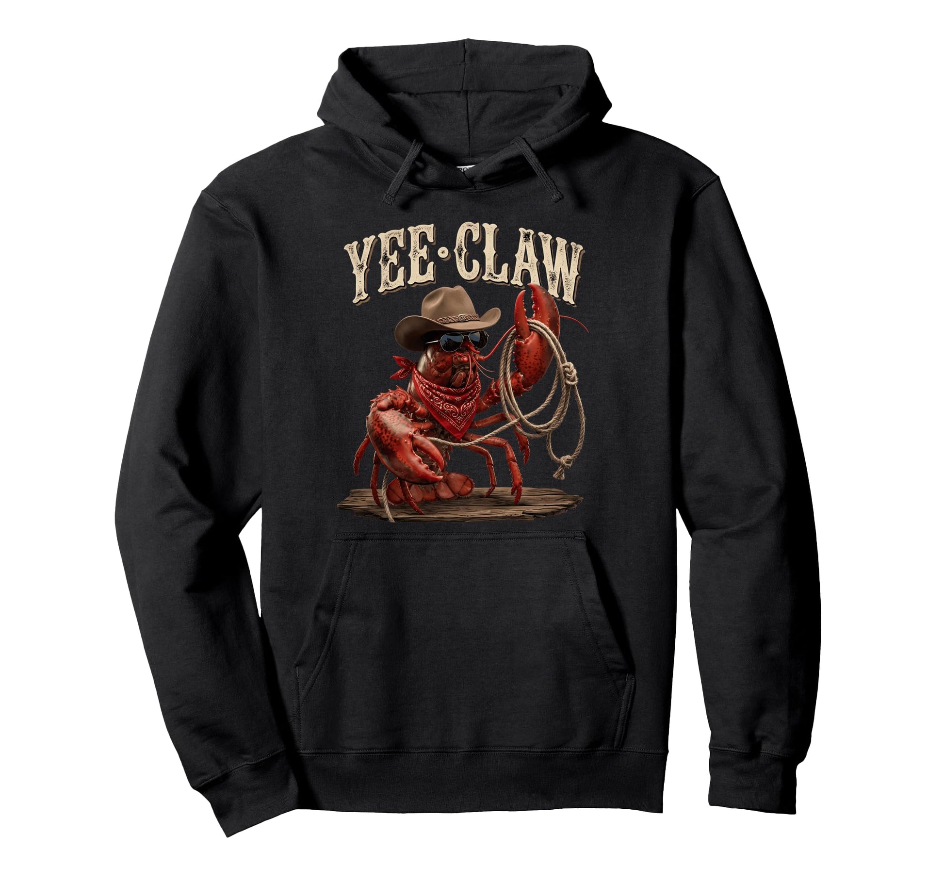 Yee Claw Funny Crawfish Cowboy Cajun Hoodie - Minimalist Print for Adults - T-Shirt, Sweatshirt, Hoodie