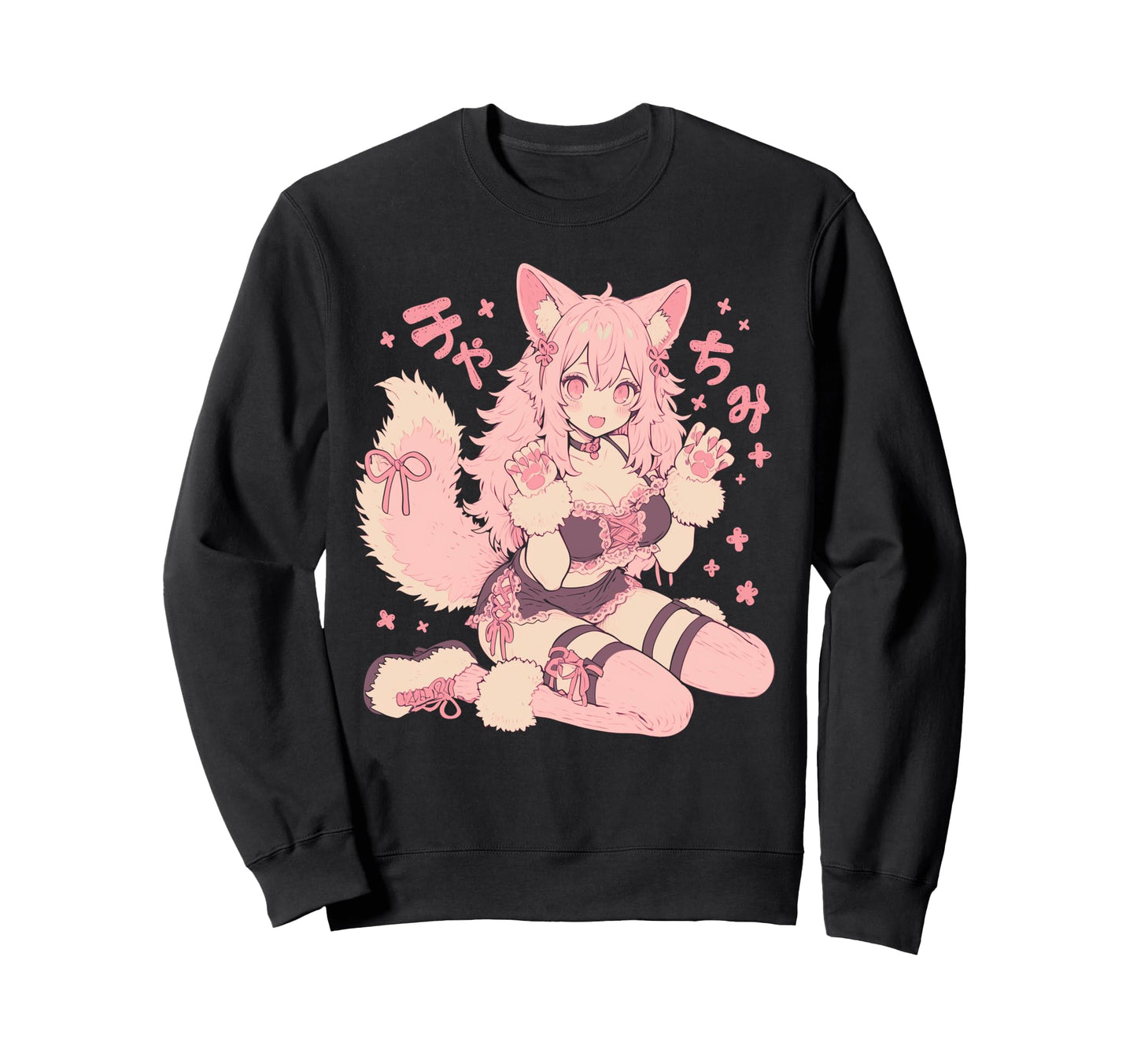 Goth Grunge Demon Anime Furry Sweatshirt - Minimalist Print for Adults - T-Shirt, Sweatshirt, Hoodie