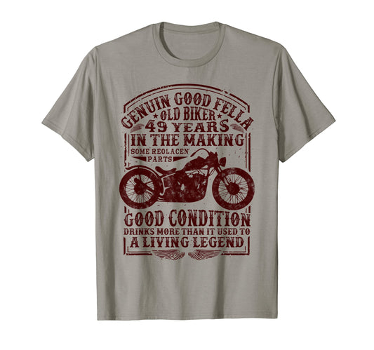 49 Years Old Biker Birthday Motorcycles T-Shirt - Unique Graphic Men Women - T-Shirt, Sweatshirt, Hoodie