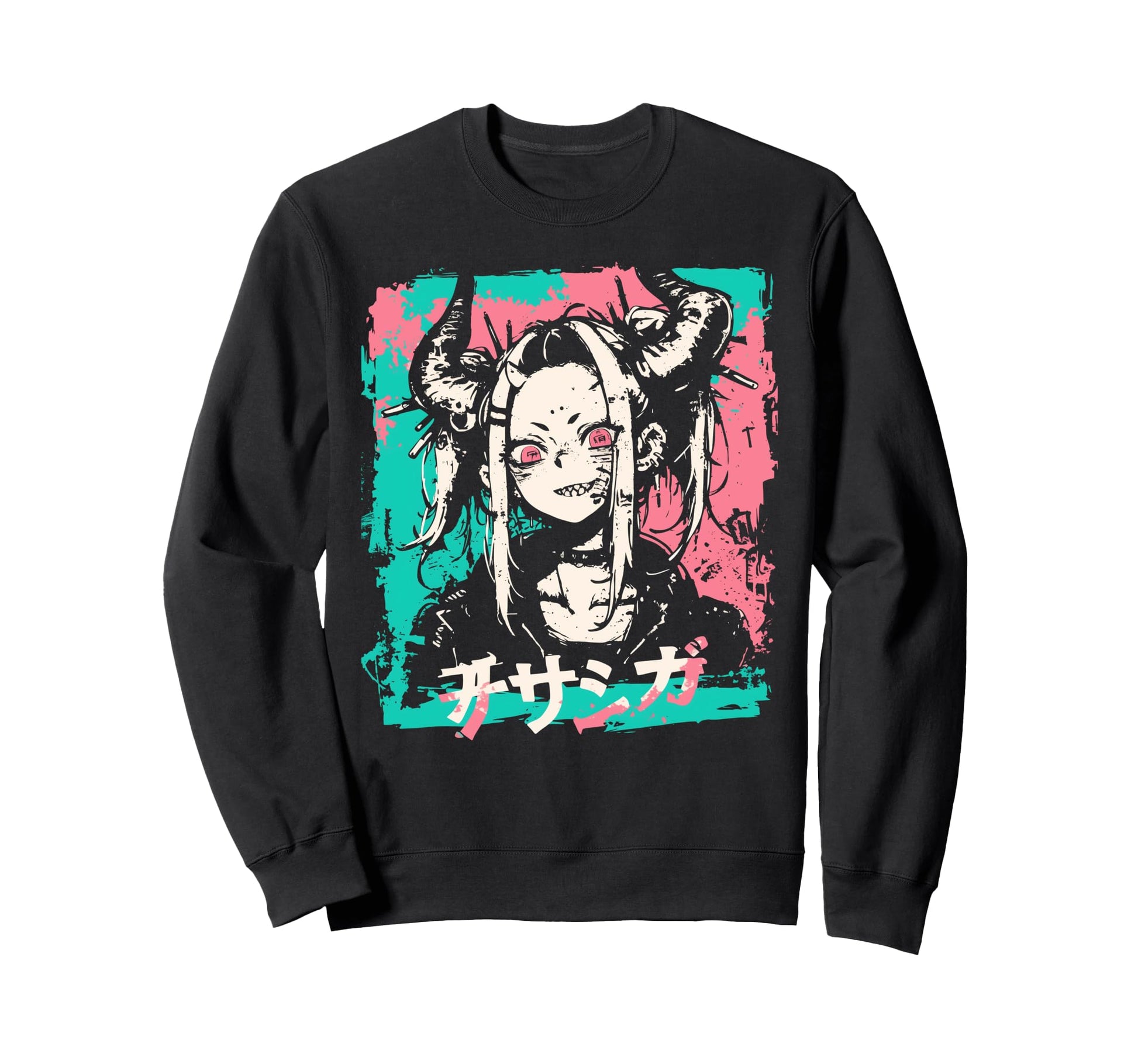 Goth Grunge Demon Anime Waifu Sweatshirt - Custom Art Print for Adults - T-Shirt, Sweatshirt, Hoodie