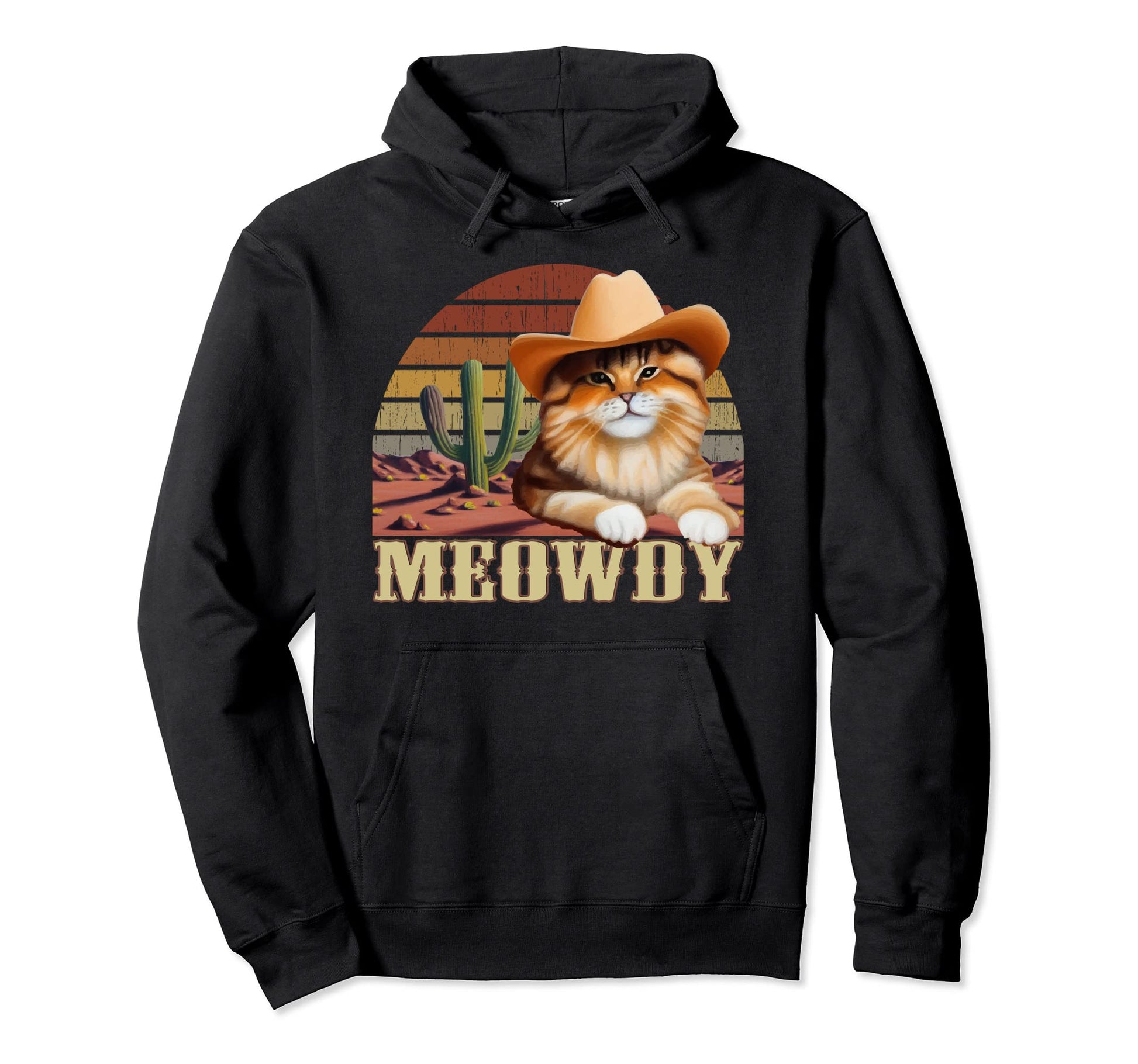 Meowdy Cowboy Hat Cat Lover Country Music Hoodie - Novelty Apparel Unisex - T-Shirt, Sweatshirt, Hoodie