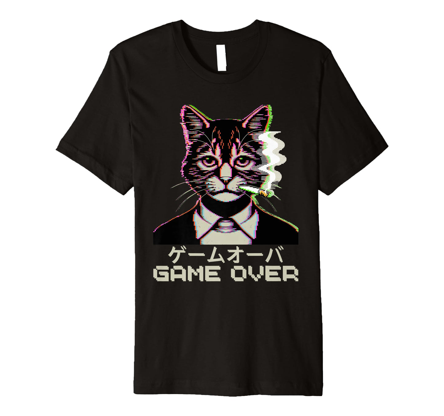 Japanese Vaporwave Cat Smoking T-Shirt - Unique Graphic Men Women - T-Shirt, Sweatshirt, Hoodie